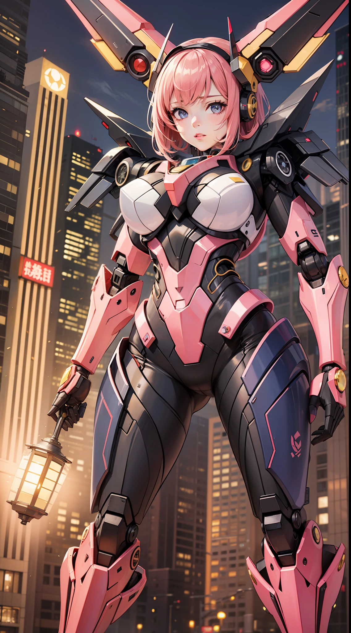 1girl, dramatic lighting,Pink Mecha,Honey Mecha,