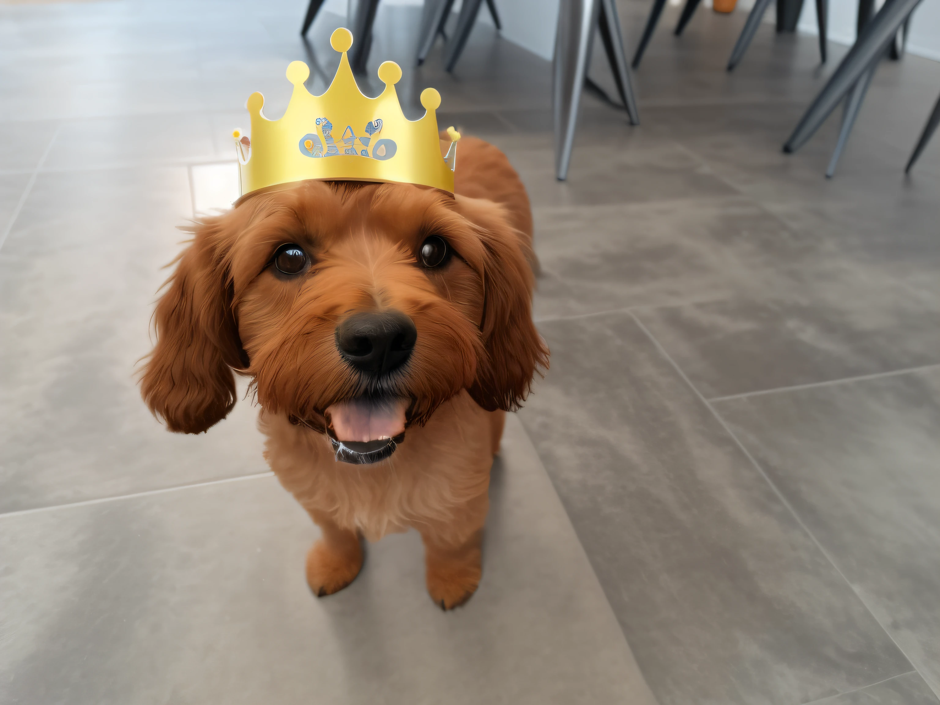 There is a dog with a crown on his head and a dog with a crown --auto