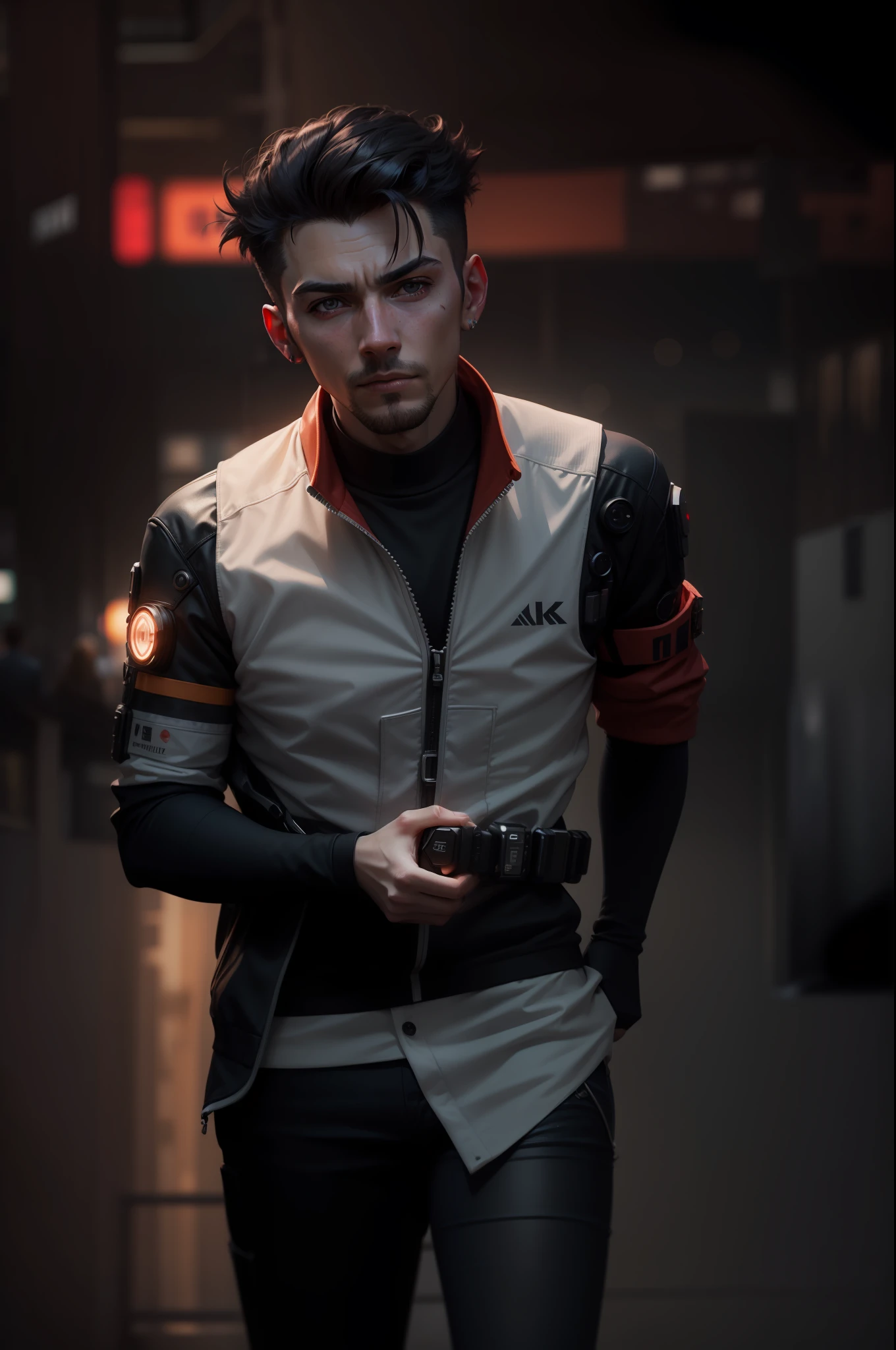 Background change, realistic face cyberpunk 8k