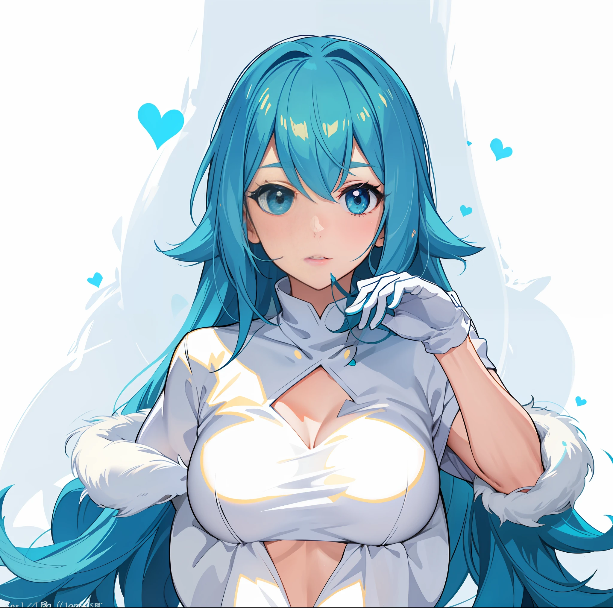 anime girl with blue hair and white gloves holding a cell phone, fluffy chest, furr covering her chest, sie boob, 3/4 bust, r/art, r /art, r / art, fur covering her chest, shirabii, anime girl with teal hair, blue scales covering her chest, thicc, scales covering her chest