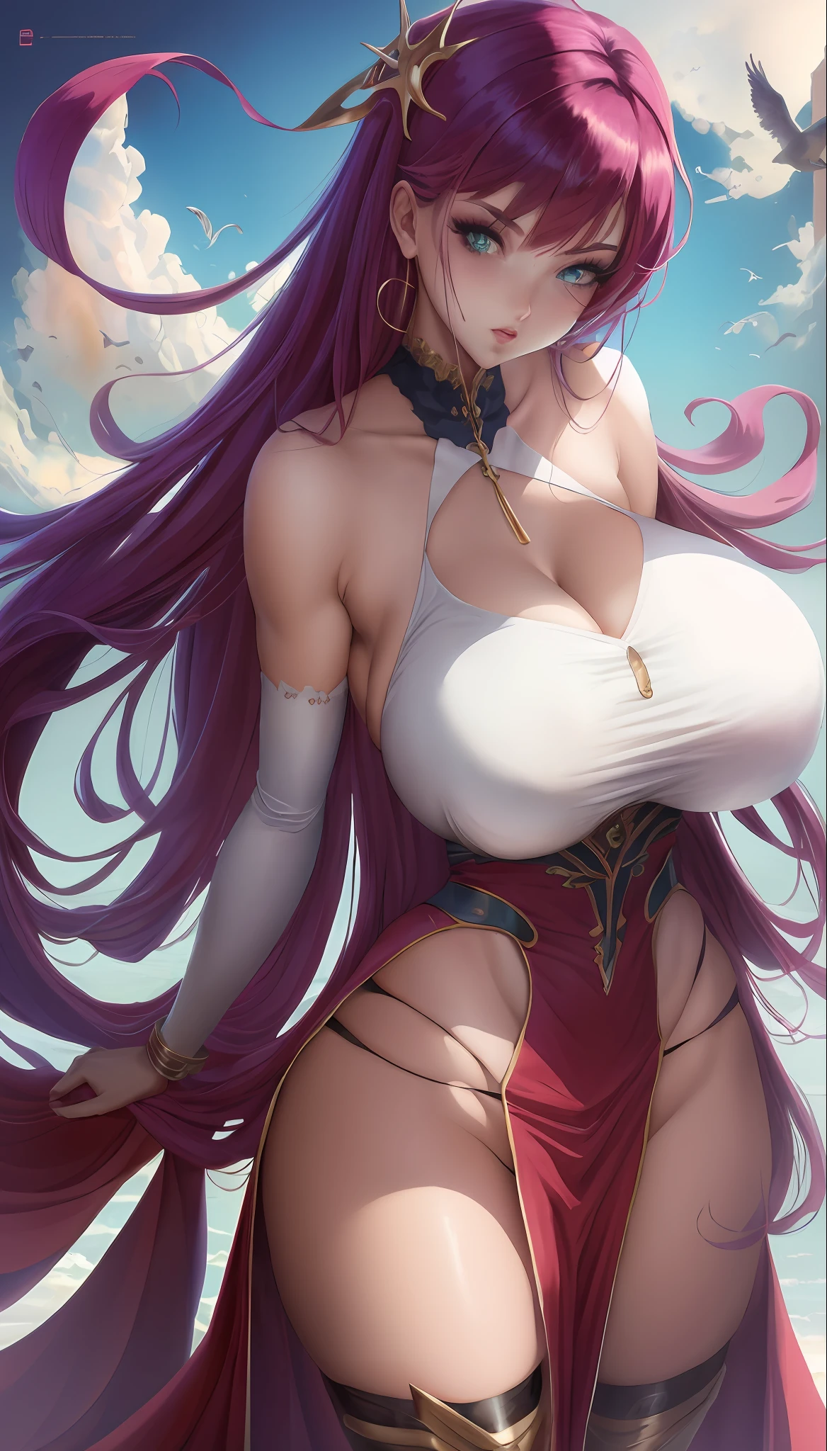 anime girl with colorful hair and a colorful dress, rossdraws pastel vibrant, rossdraws cartoon vibrant, anime style 4 k, beautiful anime portrait, artgerm colorful!!!, ! dream artgerm, beautiful anime girl, anime styled digital art, anime art wallpaper 4k, anime art wallpaper 4 k, digital anime art, extremely detailed artgerm, Curvy, milf, gigantic boobs, titsnipples,