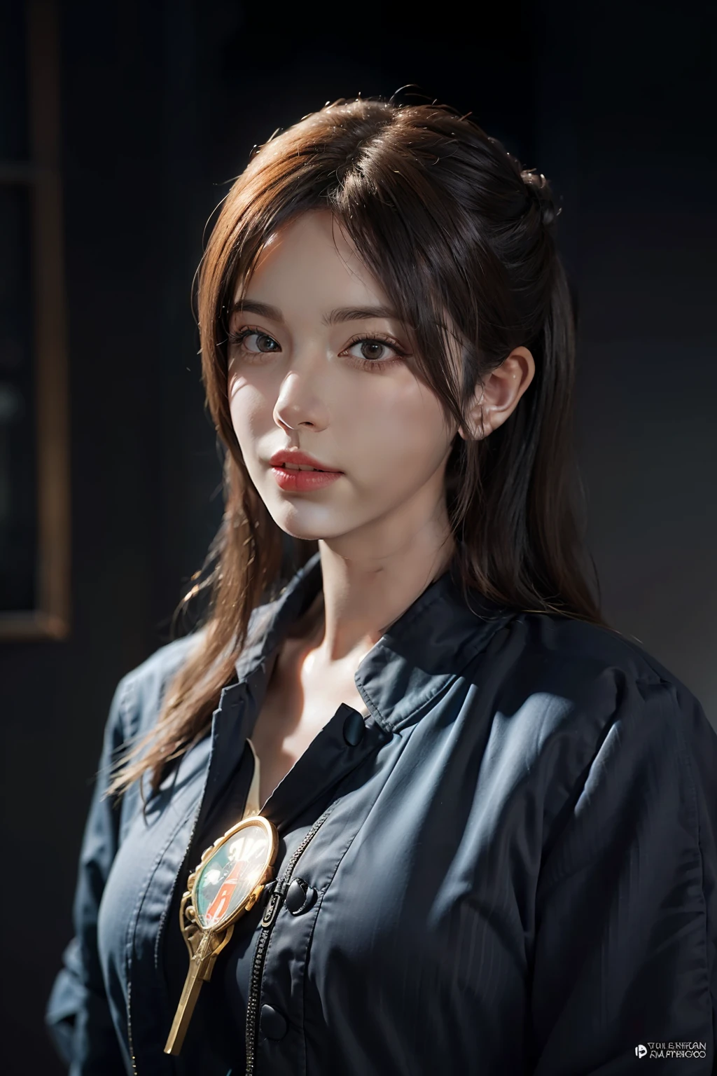 Hyperrealist portrait of female by david hockney and alphonse mucha,fantasy art, photo realistic, dynamic lighting, artstation, poster, volumetric lighting, very detailed faces, 4 k, award winning,, 1girl, in the dark, deep shadow, low key,cowboy shot,(official clothing:1.4) ,long hair,white hair,
