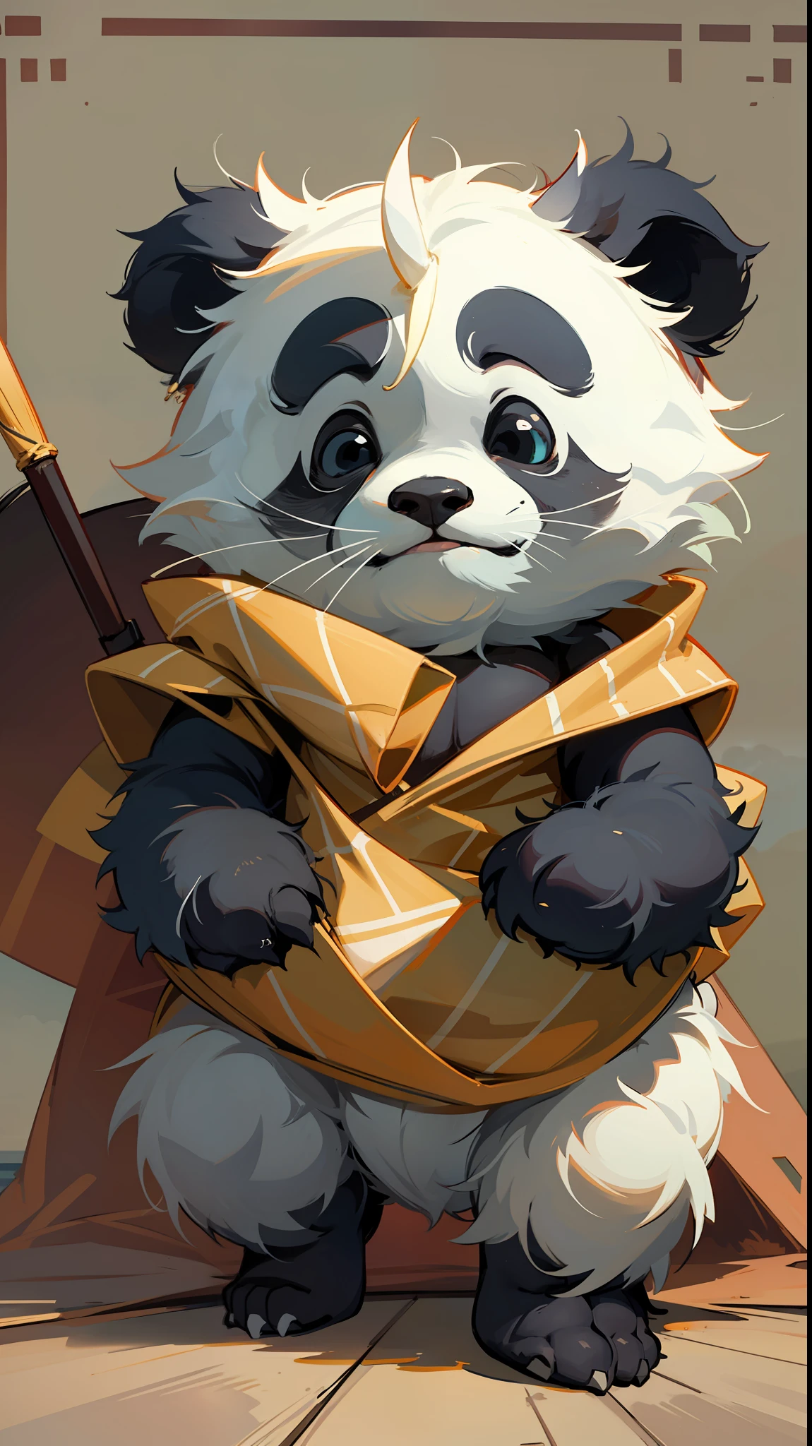 MG xiongmao,1 a chubby panda,sky,cloud,outdoors,solo,hat,furry,grass,leaf,closed eyes,cloudy sky,petals,standing,scarf,no humans,Moon,at the bottom of the water,Bubble,.
