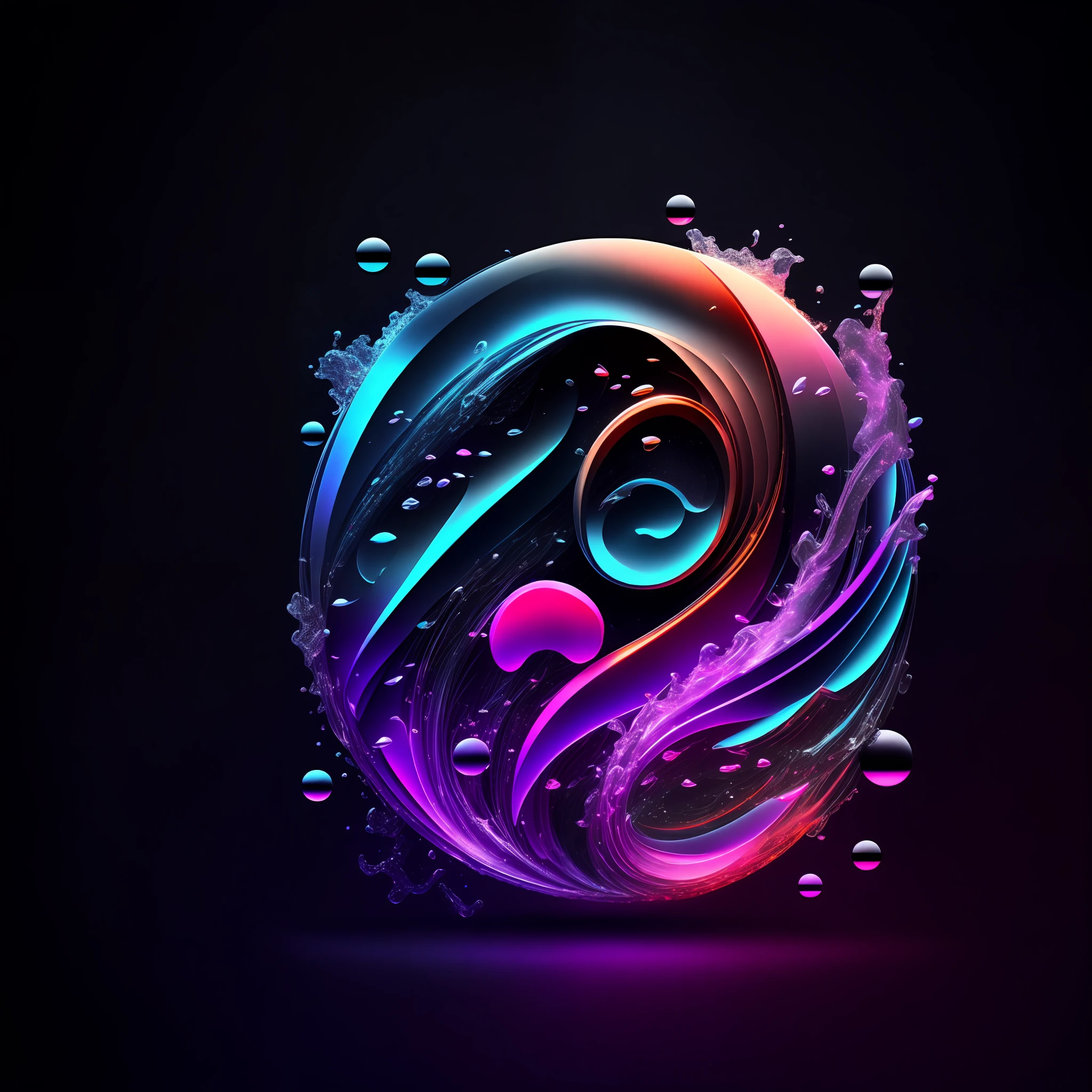 logo, mobile wallpaper, 8k ultra-clear, water pattern, TikTok, musical notes, black background, mobile phone avatar, TikTok logo