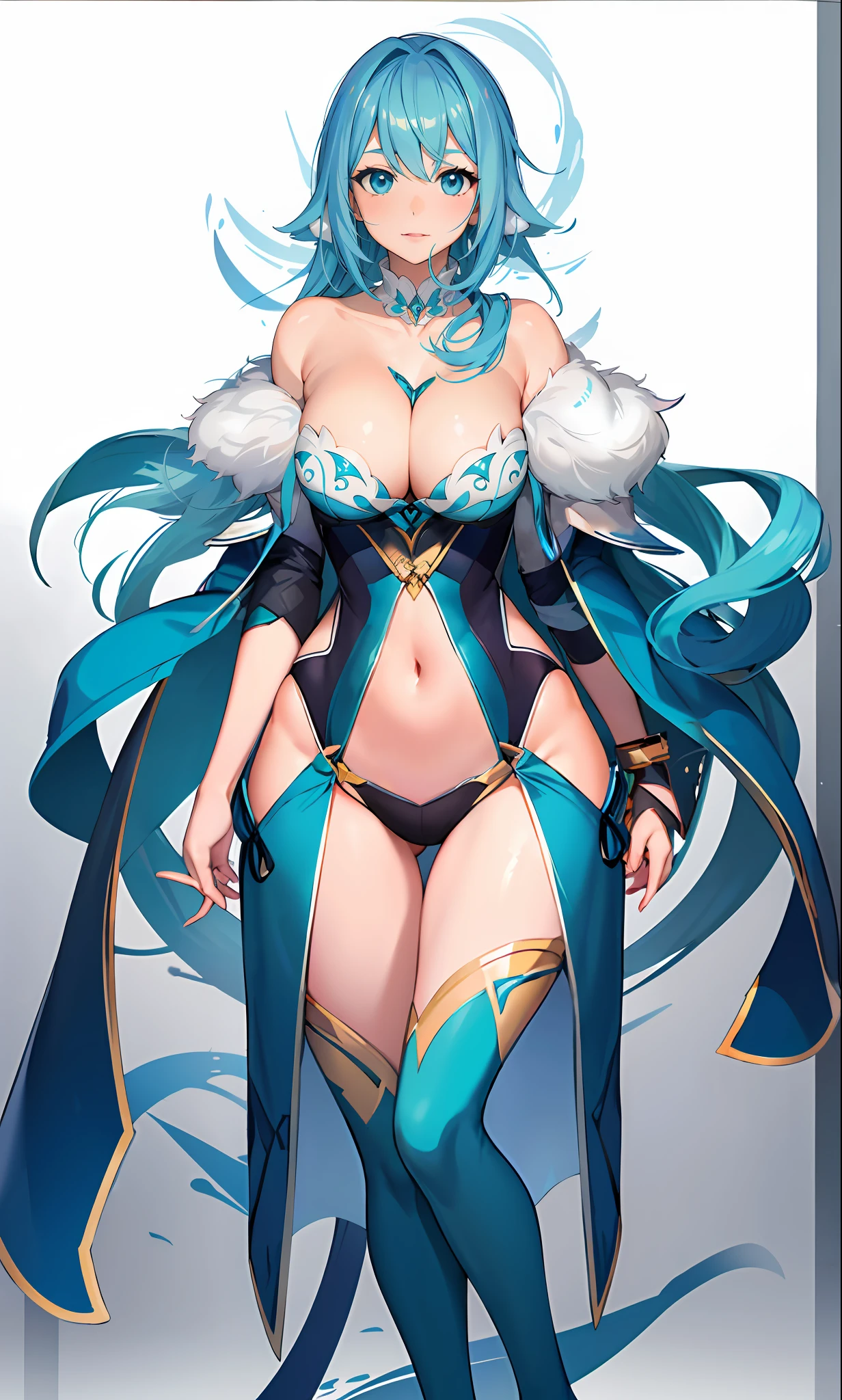 anime girl with blue hair and blue eyes posing for a picture, blue scales covering her chest, seductive anime girl, ayaka genshin impact, freezing blue skin, anime girl with teal hair, pixiv 3dcg, top rated on pixiv, scales covering her chest, azure. detailed hair, cushart krenz key art feminine