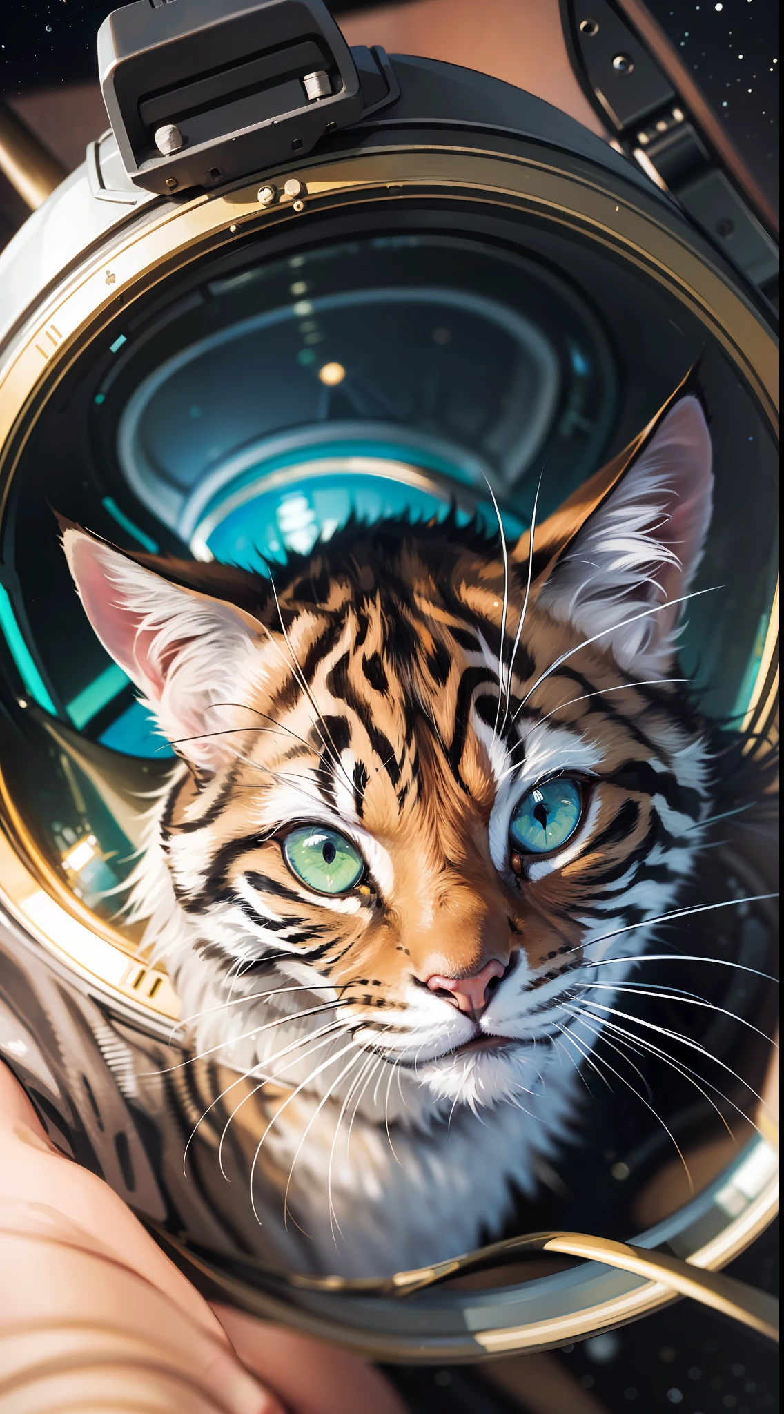 ((best quality)),((masterpiece)),(detailed),(realistic:1.4),ultra high res,Highly detailed,(raw photo:1.2),(photorealistic:1.4),Exceptional detail,dramatic lighting,highres,8k,absurdres,1cat,meloncat,((space helmet)),astronaut,flying cat,universe,aliens,alien space ship,spaceship light on cat,hand POV,earth,animal focus,animal,no humans,realistic,looking at viewer,