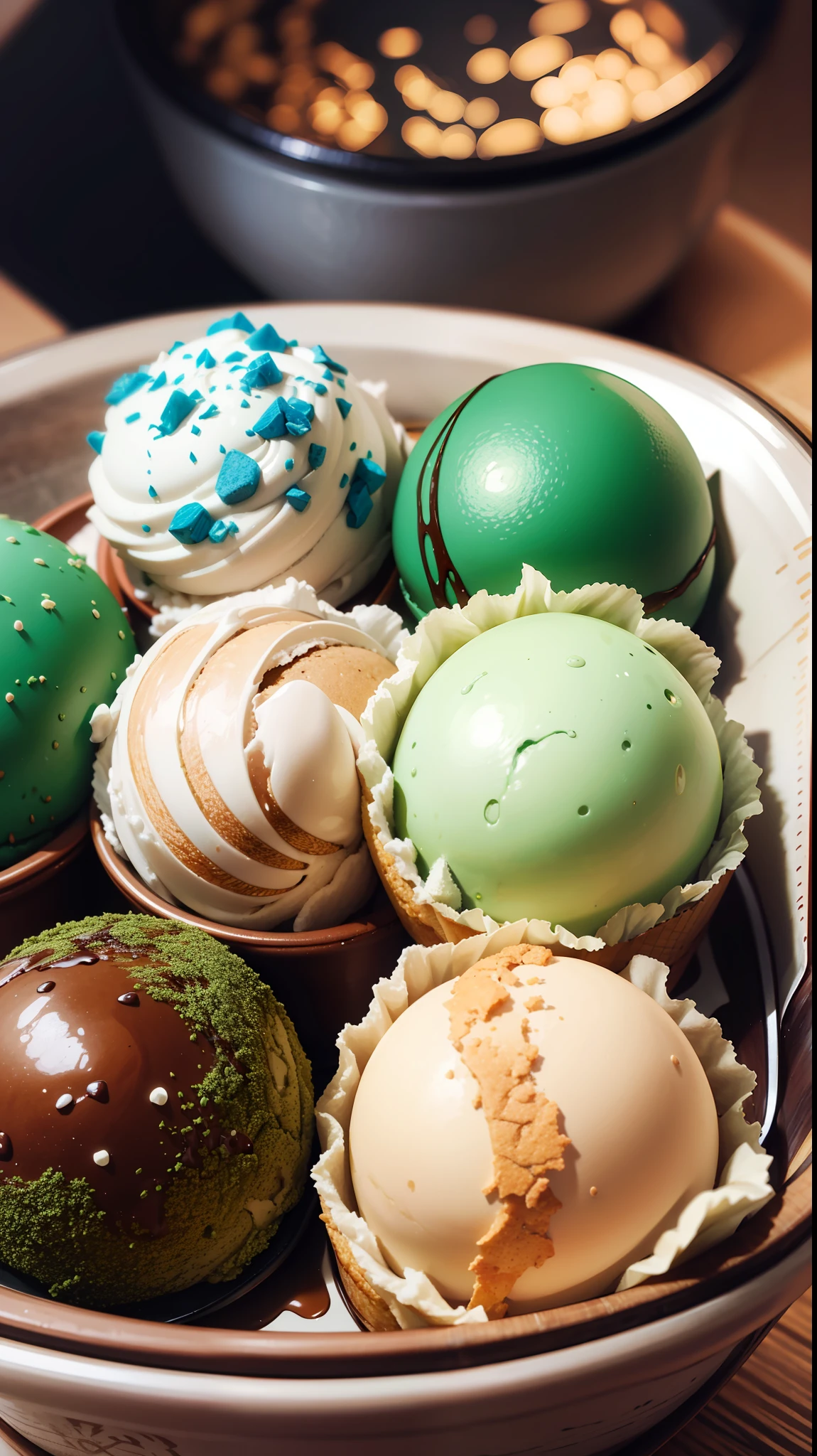 Food box,white Pastry,Ice Cream,Chocolate,(Snowflake:1.2),