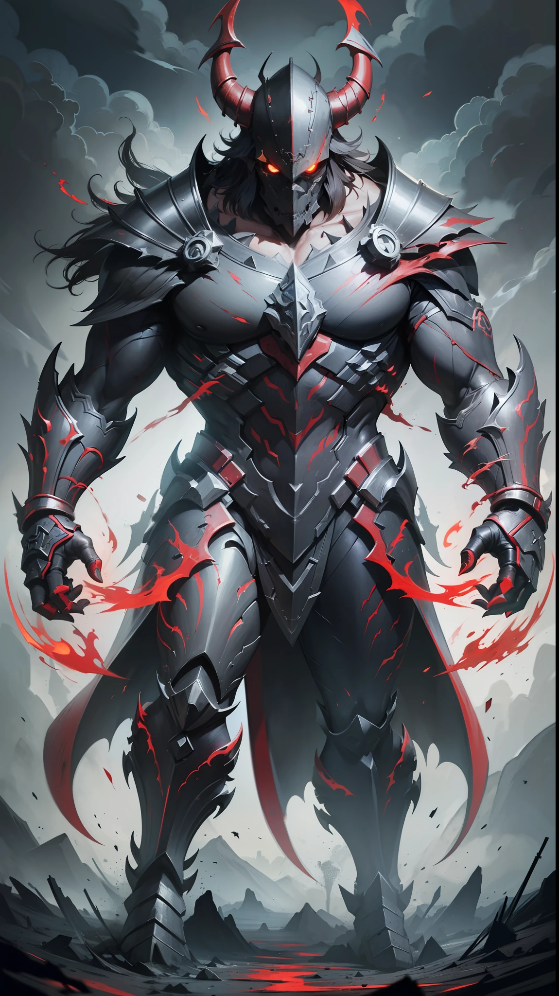 cinematic lighting,image fill,masterpiece,anatomically correct,best quality,super detail,Illustration,Panorama,(sense of oppression),
1boy,solo,(Crazy),(Evil),black body,(glowing Eyes),Floating behind,regemode,(Blackening),ink dragon behind,shuimo,closed mouth,
,Full body photo,dynamic pose,