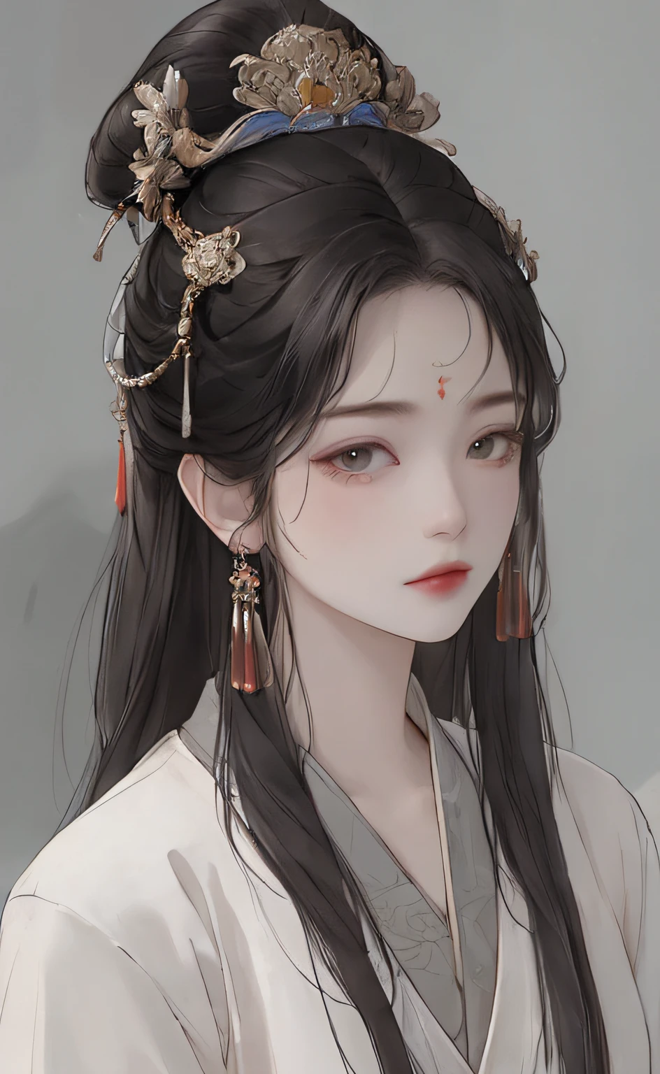 A girl, ancient Chinese costume, whole body, sunshine, clear face, clean white background, masterpiece, super detail, epic composition, ultra HD, high quality, extremely detailed, official art, uniform 8k wallpaper, super detail, 32k