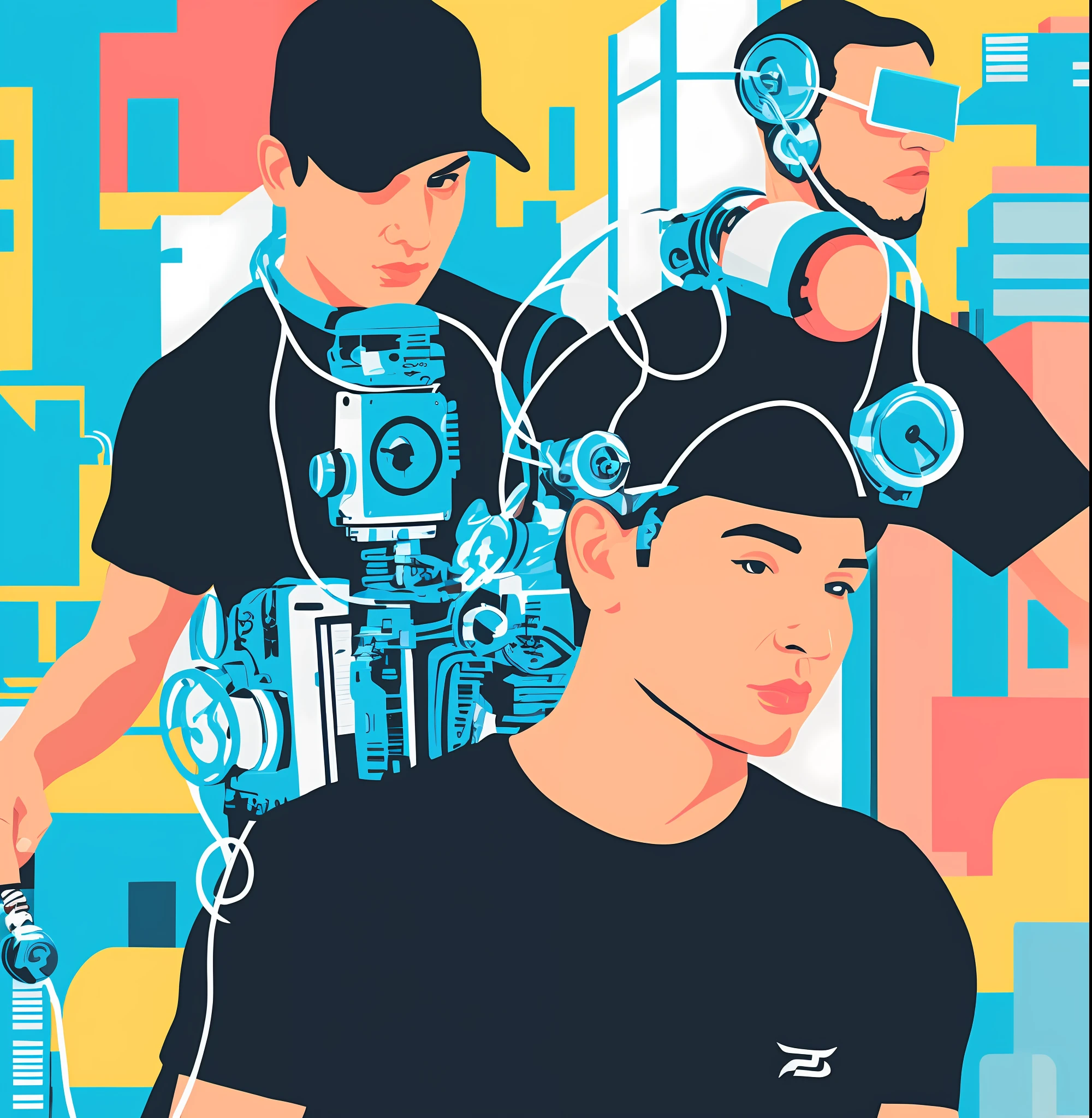 A closeup of a man in a black shirt and an urban background, depicts
nft, cartoon portrait, cartoon art style, rotoscope, high quality portrait, cartoon style, 3d portrait, 4d digital drawing, discord profile picture, digital drawing, digital illustration portrait, digital portrait, twitch emote, cartoon art style, rotoscoping, technological with robot in a futuristic environment