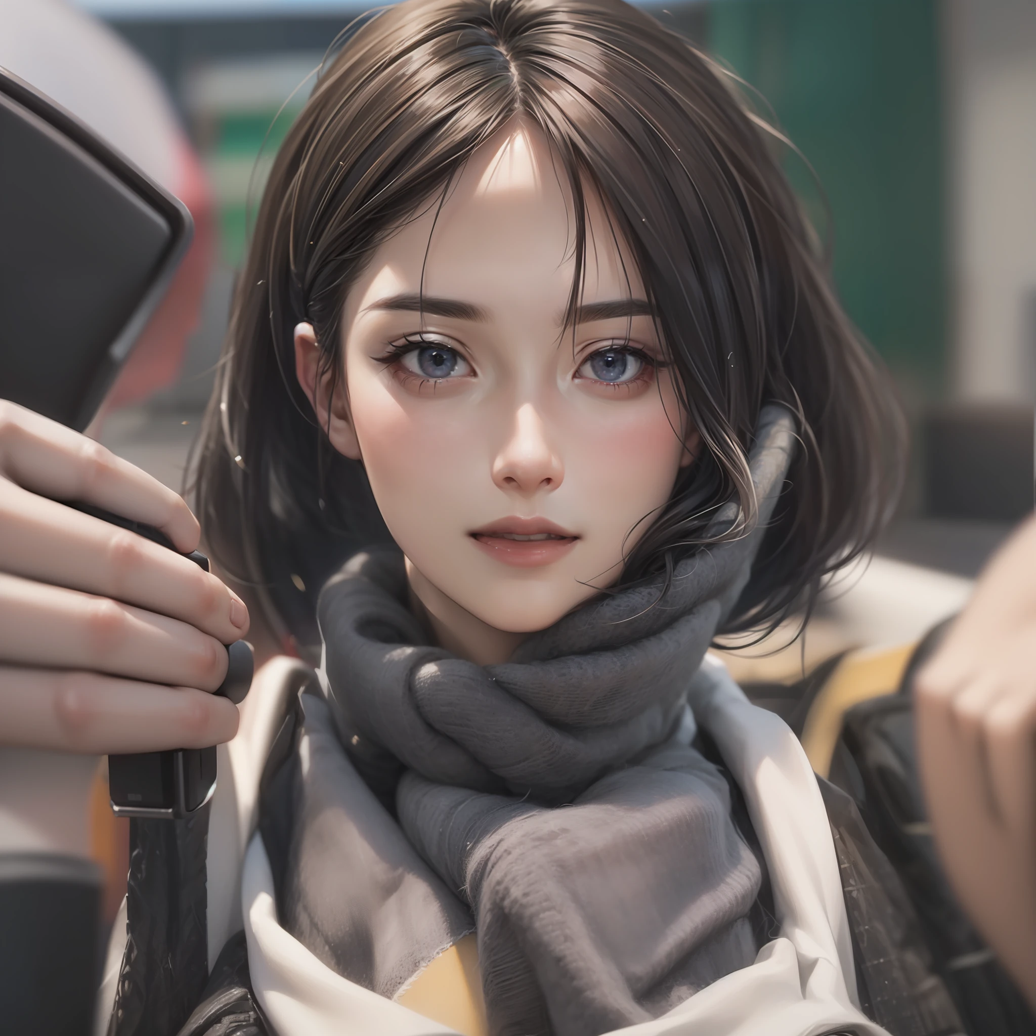8K, Best Quality, Masterpiece, Ultra High Resolution, (Realism: 1.4), Original Photo, (Realistic Skin Texture: 1.3), (Film Grain: 1.3), (Selfie Angle)