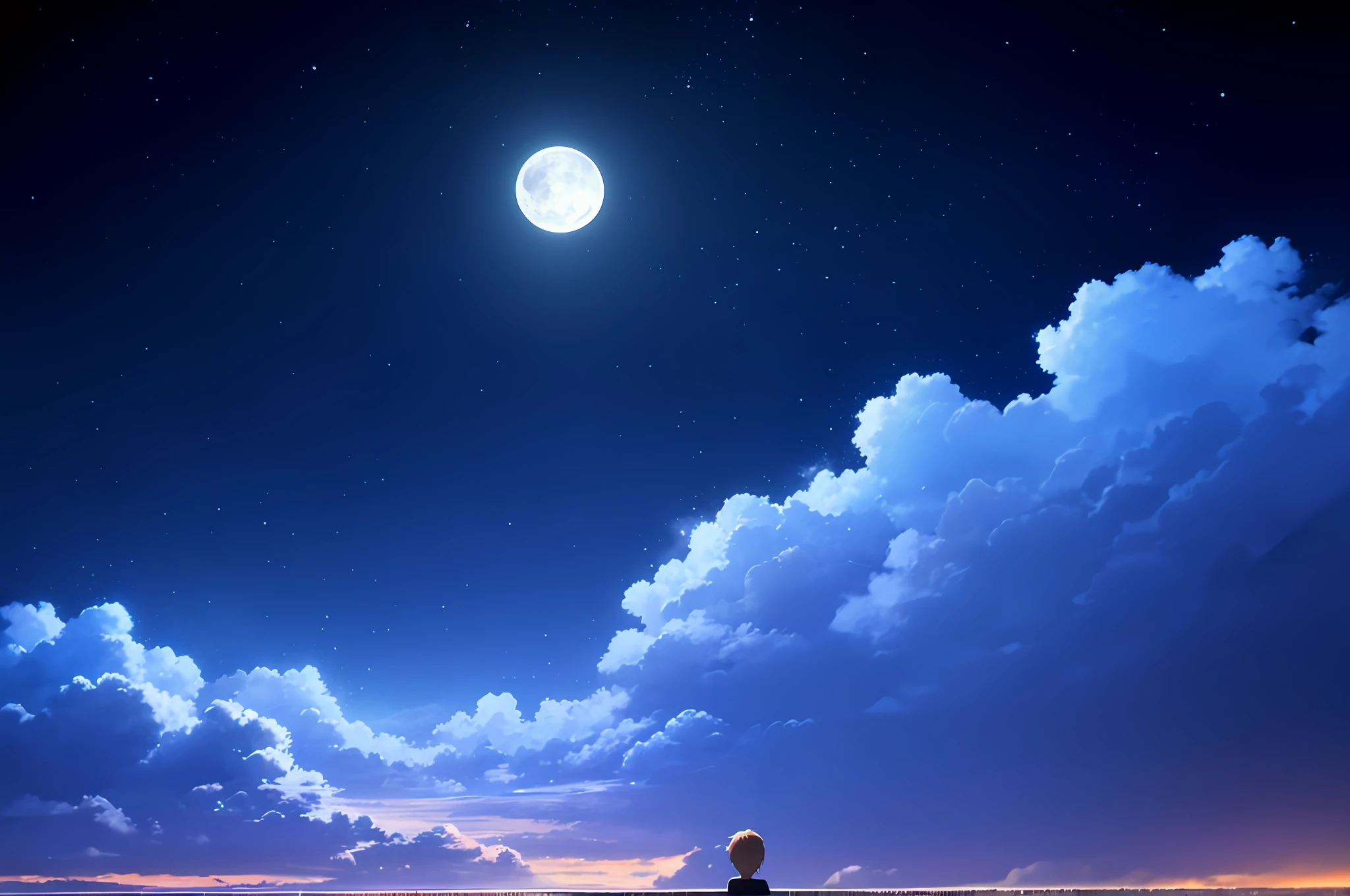 anime scene of a full moon and a blue sky with stars, background artwork, moonlit starry sky environment, anime background, starry sky 8 k, 4 k manga wallpaper, anime art wallpaper 8 k, night sky; 8k, 4k anime wallpaper, amazing wallpaper, on a clear night sky, anime wallpaper 4k, anime wallpaper 4 k, night background