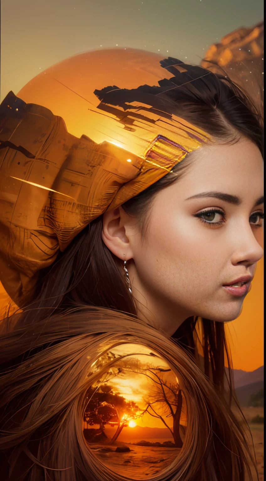 A captivating portrait of a young girl by Chuck Close, gaining popularity on DeviantArt.A mesmerizing sunset over the mountains by Thomas Moran, trending on Behance