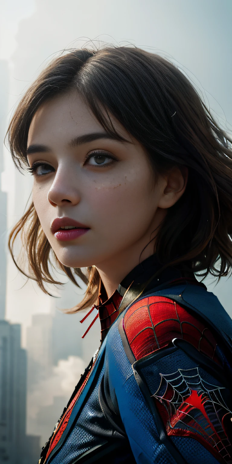 (1girl:1.3), solo, (((extremely detailed face))),(((extremely detailed eyes and face))),beautiful detailed eyes,body-parts__, official art, unified 8k wallpaper, super detailed, beautiful and aesthetic, beautiful, masterpiece, best quality, raw, masterpiece, super fine photo, best quality, super high resolution, photorealistic realism, sunlight, full body portrait, amazing beauty,, dynamic pose, delicate face, vibrant eyes, (from the front), she is wearing a Spider-man suit, red and black color scheme, spider, very detailed abandoned warehouse background, Detailed face, detailed complex busy background, messy, gorgeous, milky white, highly detailed skin, realistic skin details, visible pores, sharp focus, volumetric fog, 8k uhd, DSLR, high quality, film grain, fair skin, photo realism, lomography, huge metropolis in future dystopia, seen from below, translucent