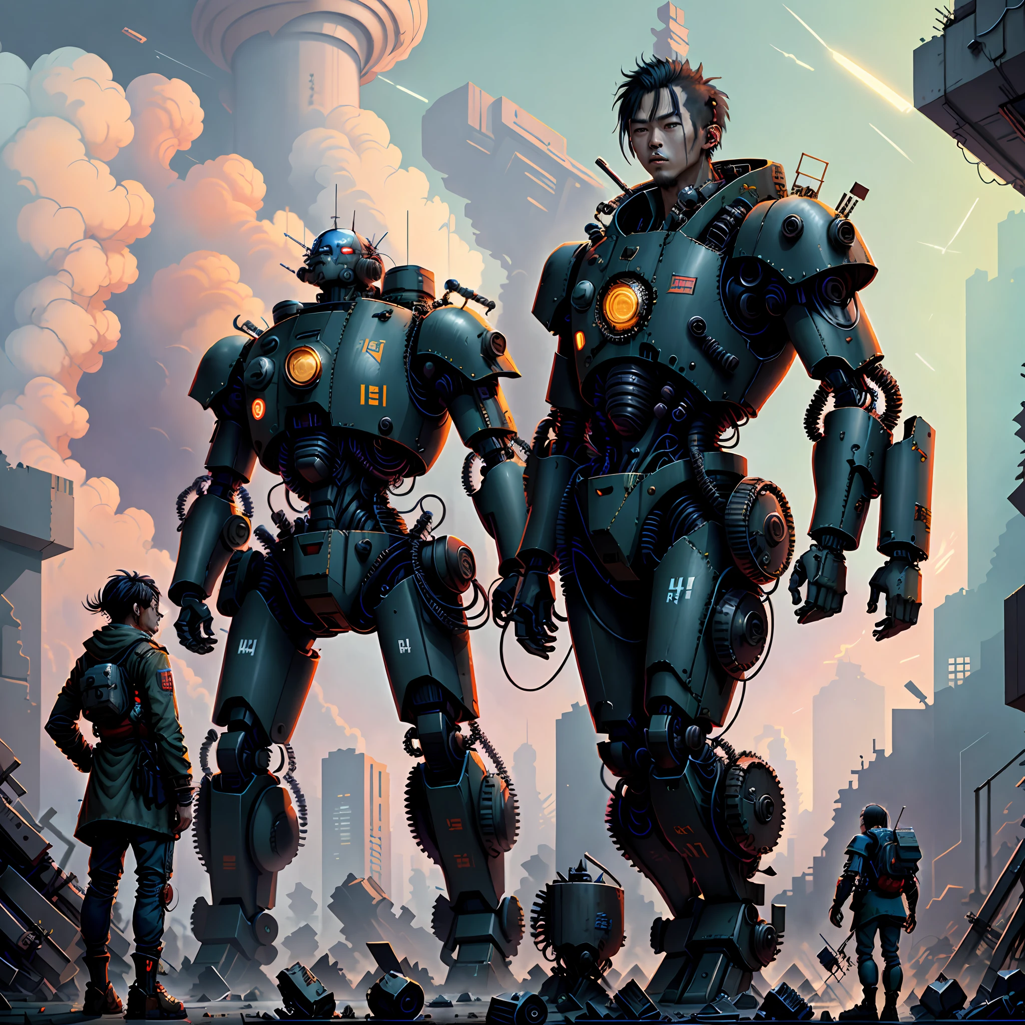 Ruins, Cyberpunk, Hi-Tech, Despair, Asian Man, Mecha, Anime, Doomsday, Gundam, Machine