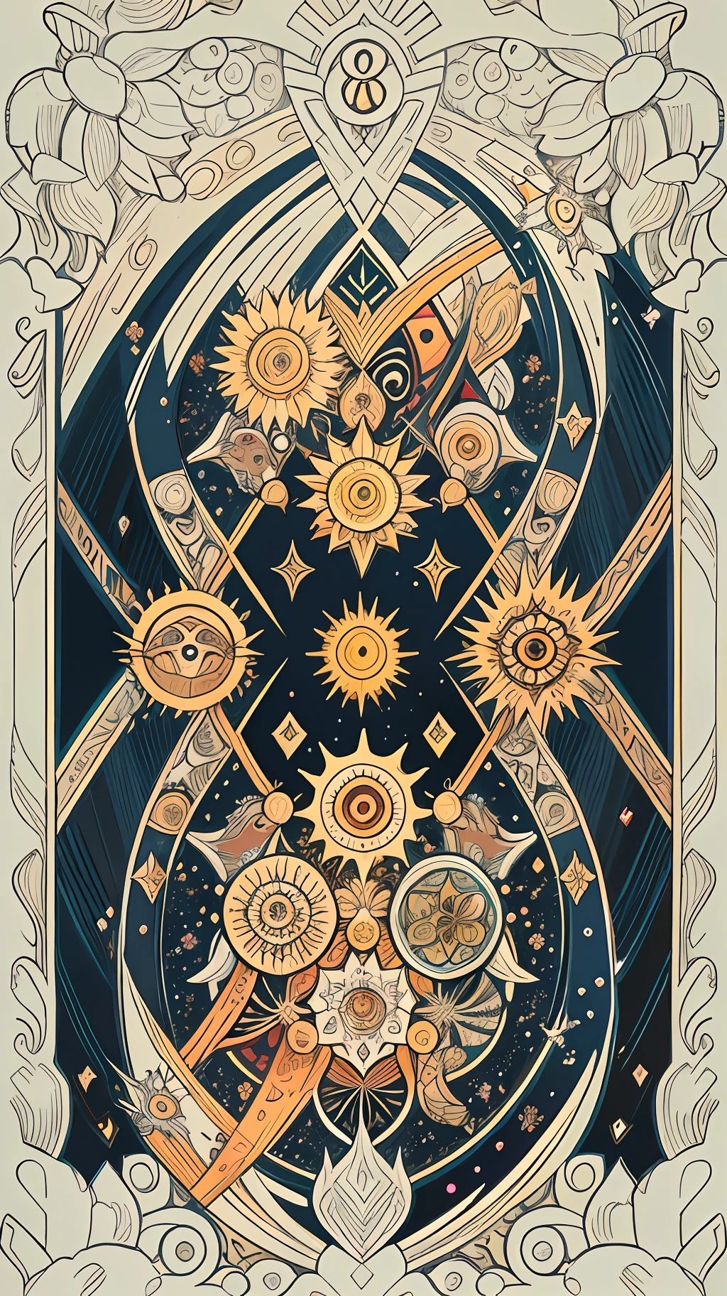 official art, 8k unit wallpaper, ultra detailed, beautiful and aesthetic, high quality, beautiful, masterpiece, best quality (zentangle, mandala, tangled, tangled: 0.6), symmetrical, symmetrical, mandala with the symbol of the 12 signs of the zodiac (zodiac symbol:1.0), symbolization of the Sun in the center. symmetric fibonaccci.