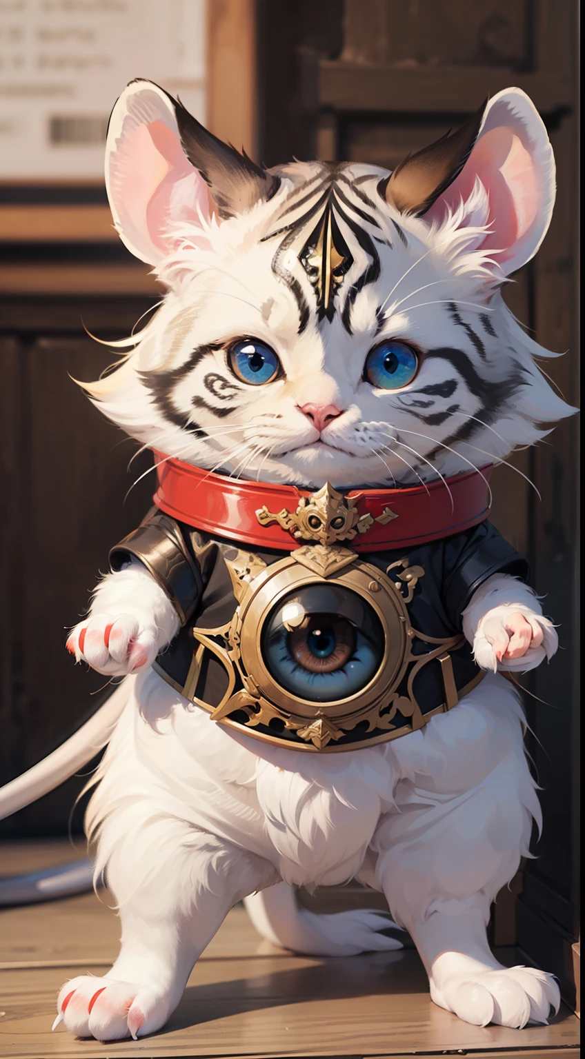 chinese mouse, furry, fluffy, gradient color ((best quality)), ((masterpiece)), ( extreme detailed, highest detailed, official art, beautiful and aesthetic:1.2), depth of field, composition FULL BODY, (CHIBI),, (beautiful and detailed eye:1.3),(very happy:1)