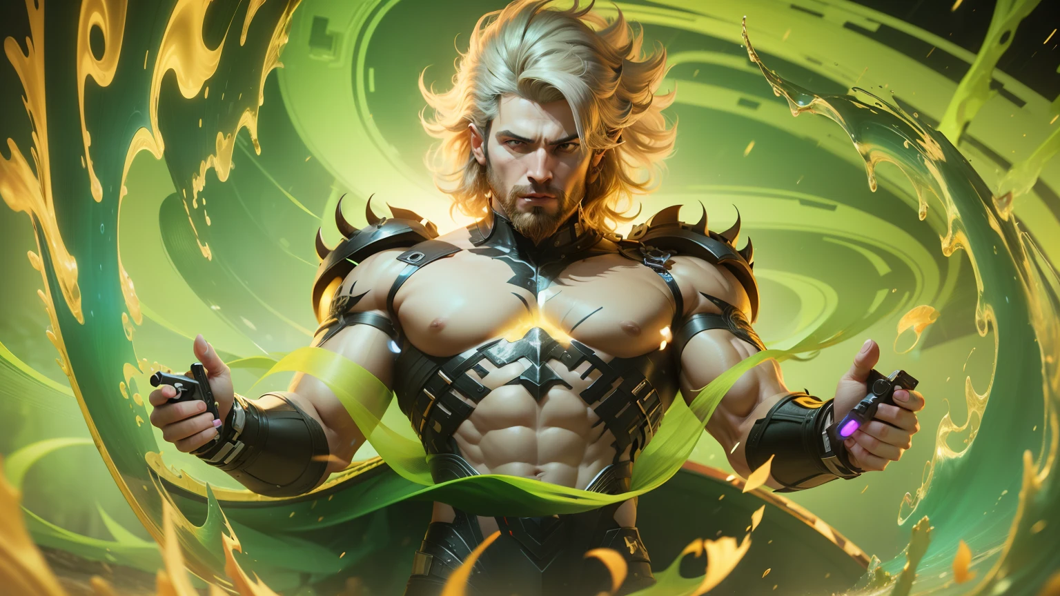 Make it hyper realistic in 3d and real 3d power waves, with corrected eyes and no beard and should be topless --auto