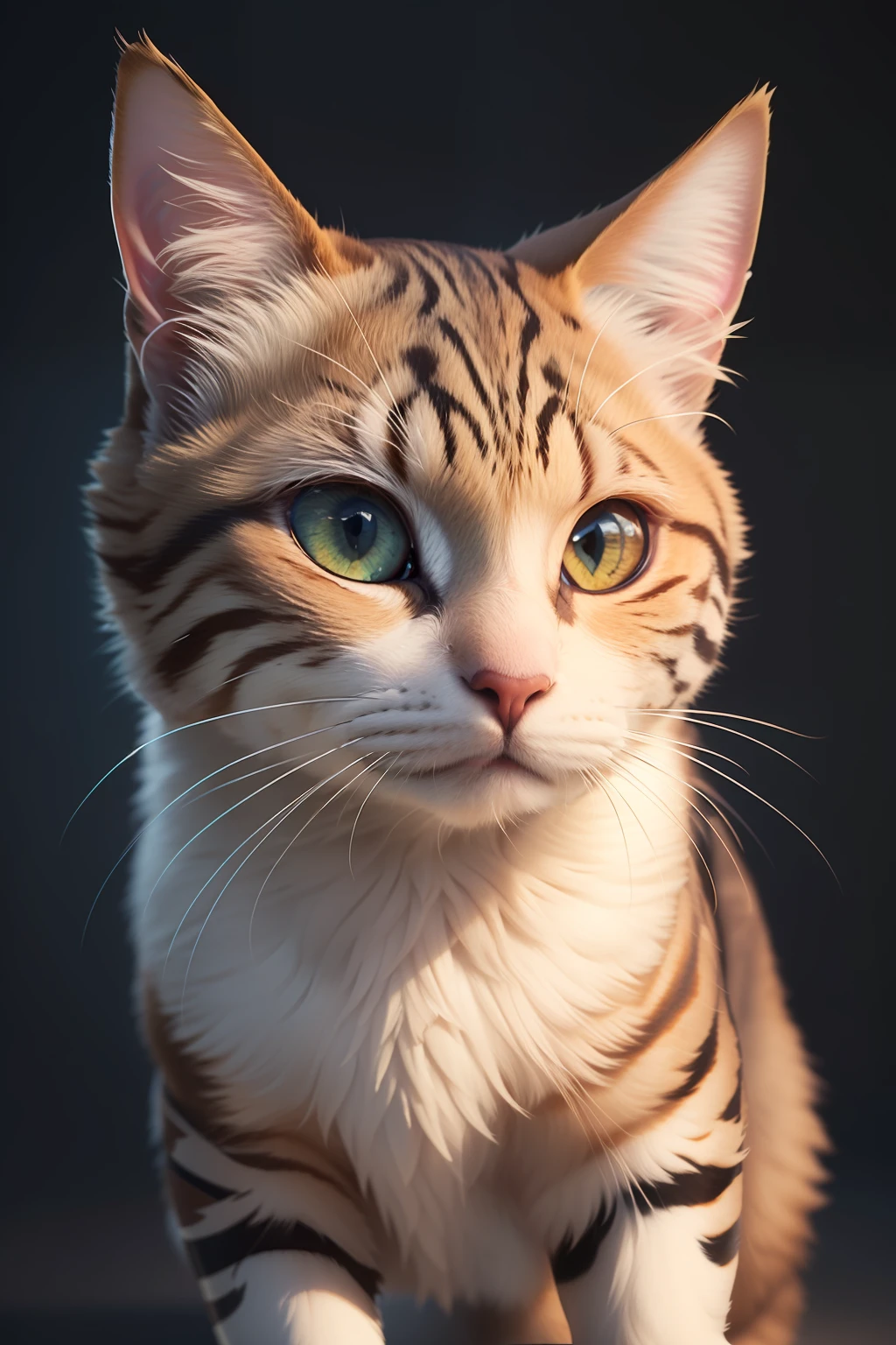 (Best Quality:1.33), (Masterpiece:1.42), (Realistic:1.24), (Details:1.15), Cute Turkish Half Cat Face, Big Eyes, Lord of the Rings Style, Beautiful 3ds Max Rendering, Volumetric Lighting, Global Illumination, Ray Tracing, Detailed Surrealism, Cartoon,