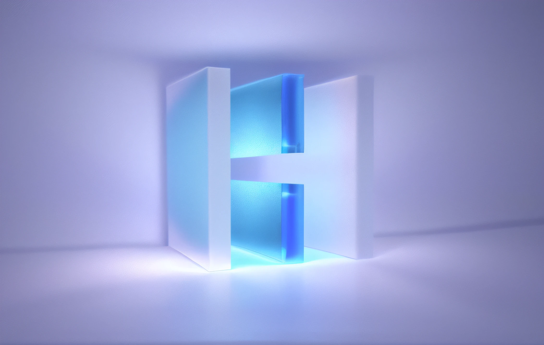 Geometric figures, 3D, ground-glass texture, diffuse wind, blue-violet gradient, translucent, refracted light, pure white background