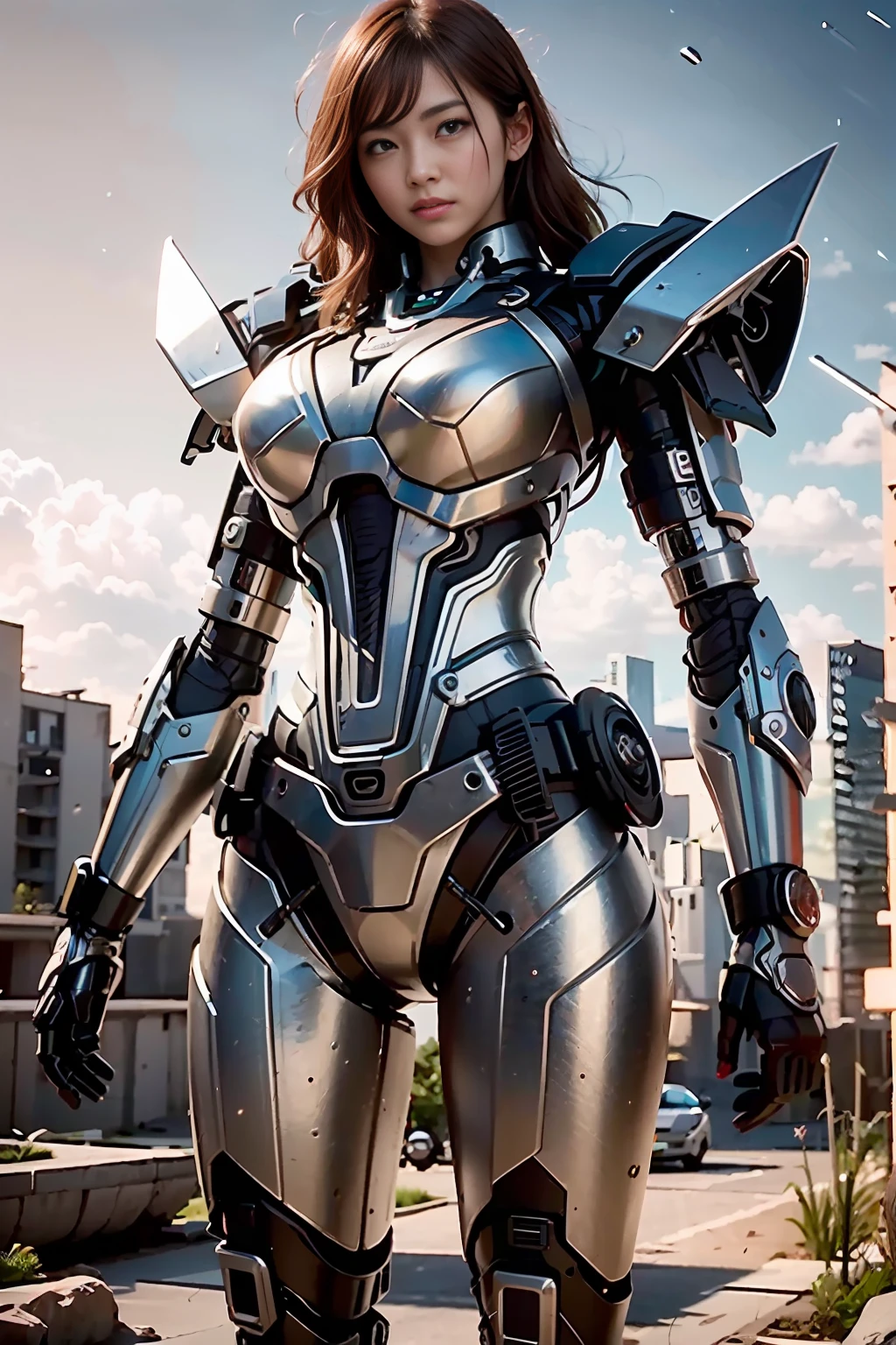 ultra-realistic, 8K, ultra-high resolution, (realistic: 1.6), realistic, ultra-realistic 8K, extremely detailed CG Unity 8k wallpapers, RAW photos, ((best quality)), ((masterpiece)), (very detailed: 1.3), 3D, (bikini Shitu mech: 1.3), beautiful cyberpunk woman with her mech in the ruins of the city of forgotten war, ancient technology, HDR (high dynamic range), ray tracing, NVIDIA RTX, Super Resolution, Unreal 5, Subsurface Scattering, PBR Textures, Post-Processing, Anisotropic Filtering, Depth of Field, Maximum Sharpness and Acutance, Multi-layer Textures, Albedo and Highlight Mapping, Surface Shading, Accurate Simulation of Light-Material Interactions, Perfect Proportions, Octane Rendering, Two-tone Lighting, Low ISO, White Balance, Rule of Thirds, Wide Aperture, 8K RAW, High Efficiency Subpixels, Subpixel Convolution, Luminescent Particles, Light Scattering, Tyndall Effect