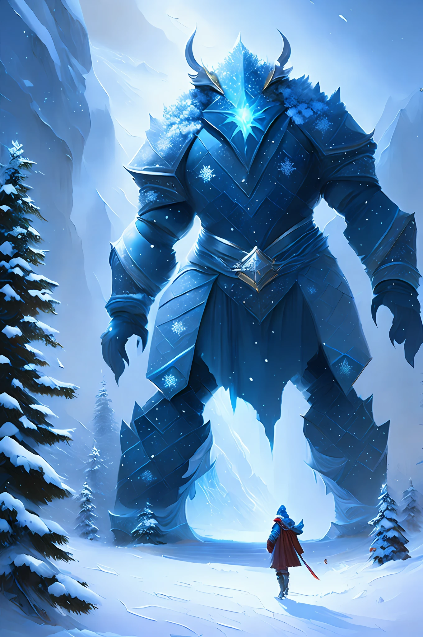 Glowing Snowflakes, Snowflakes, Gradients of Cold and Warm, Masterpiece, Best Quality, ((Amazing Fantasy Action Scenes)), Magic, Frozen Path, Ice Wall, Ice Wheel, Free Colors, Snow Giant, Frozen Behemoth, Perfect Composition, Aesthetics, Masterpiece, Award-Awarded, artstation, Diego Gisbert Llorens, artgerm, 8k, fantasy, Masterpiece, Best quality, Colorful liquid oil paint, swirling paint, cinema lighting, by karol bak, stunning landscape, ((painting, canvas, fine art)), detailed, (fantasy art), cool, (digital art), (digital illustration), 4k, trends on artstation, trends on cgsociety, movies, agfacolor, low tinting, Norman Rockwell, Franz Xaver Winterhalter, Jeremy Mann, Artgerm, Ilya Kuvshinov, Anges Cecile, Michael Garmash, very detailed landscape paintings, dramatic lighting, elegance, small details, intricacies, hard brushes, jama jurabaev, artstation, (fantasy priestess: 1.3), (perspective: 1.1), (low perspective: 1.1), (snow monster: 1.2), (religious coats of arms: 1.1), (religious coats of arms: 1.1), (|staff|scepter|tome|:1.1), (Harry Potter style: 1.3), (powerful: 1.3)