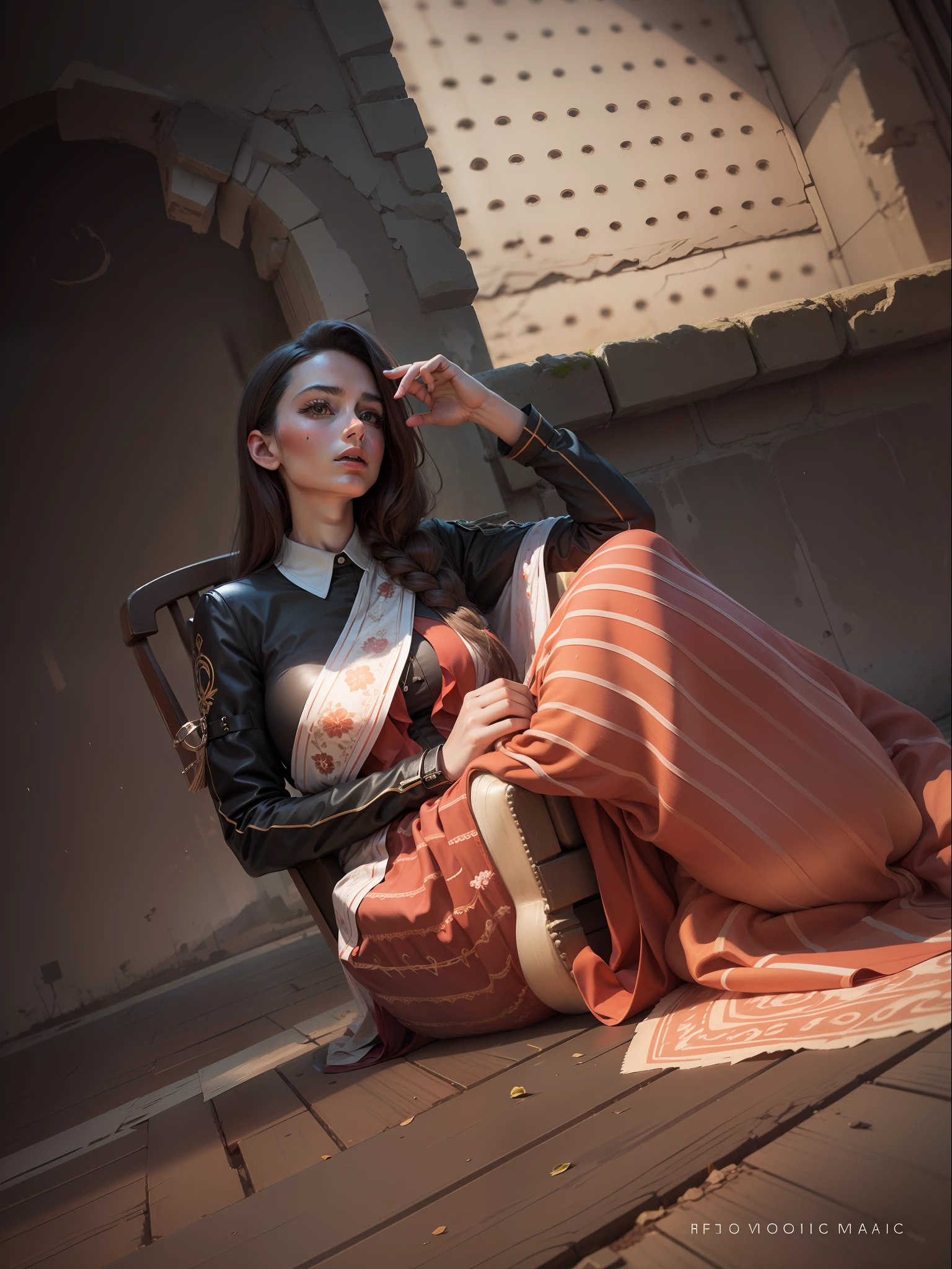 Change background to a realistic hill a girl sitting on a chair;8k;hyper realistic