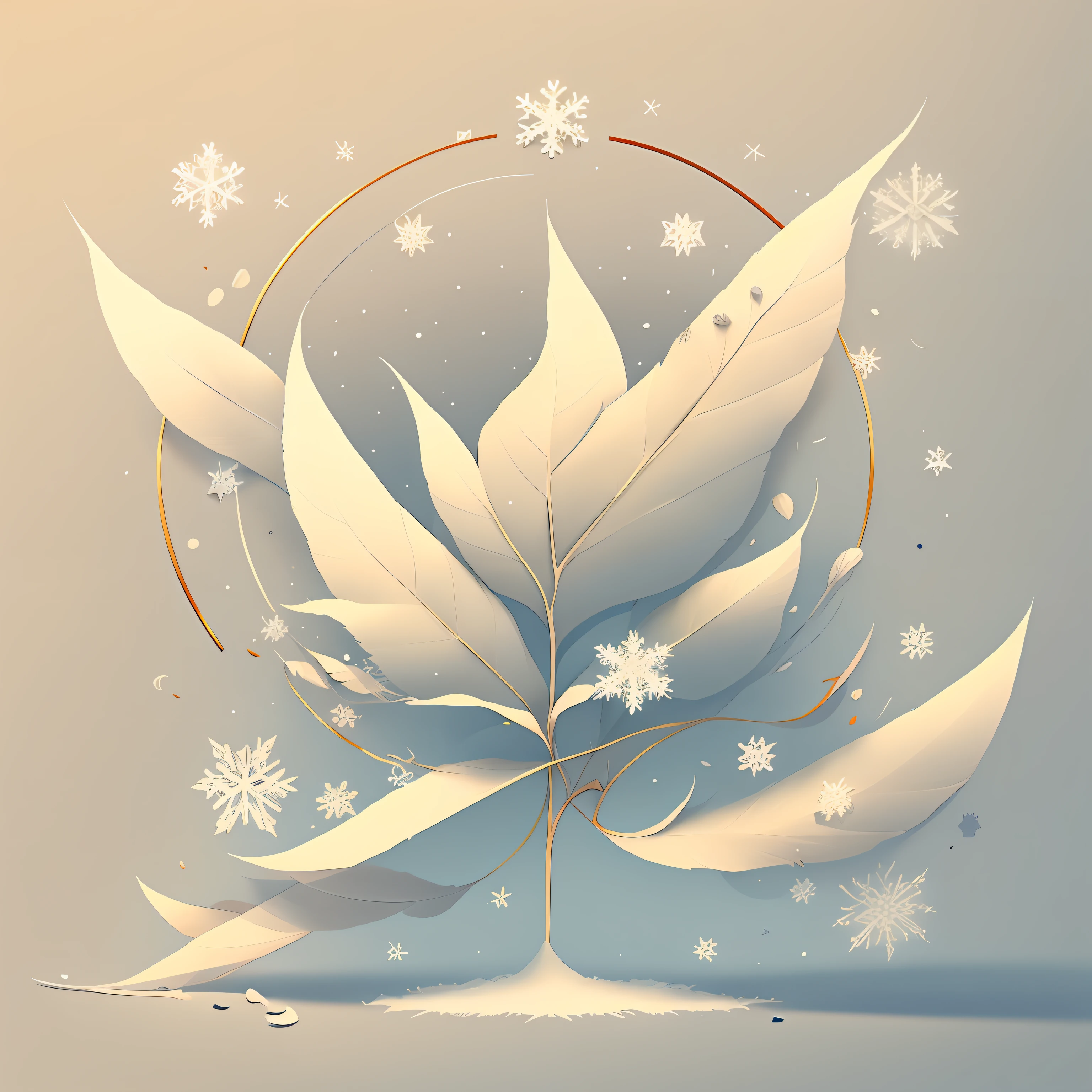 Simple geometric lines, colorless background, minimalist, snowflakes and quill made of simple geometric lines, letter art text "fengshuang", logo design --auto