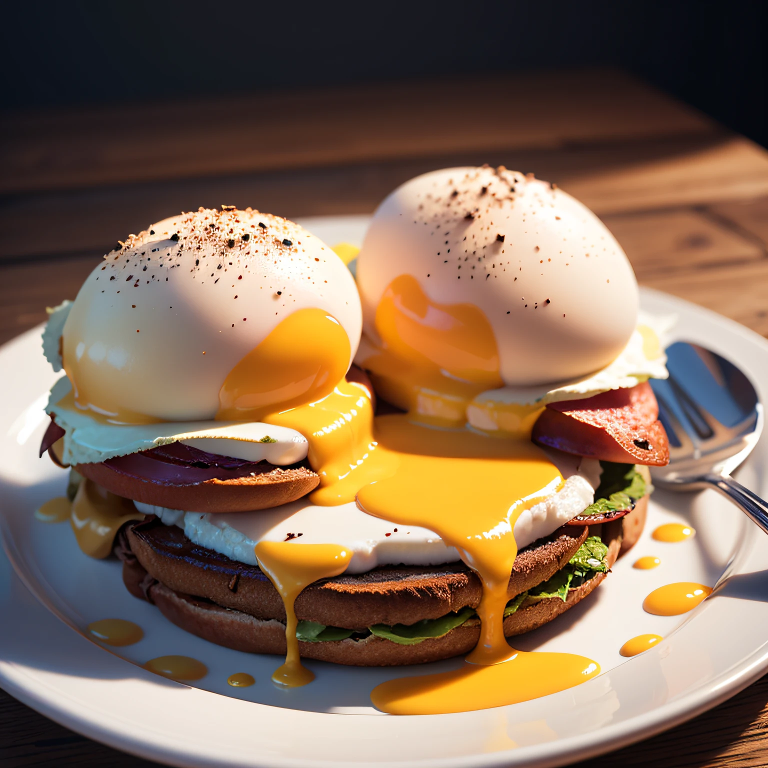 (((Eggs Benedict)))), ((((No Person)))), realistic paintings by Alexei Venetianov, Shutterstock winner, photorealism, amazing food photos, 4k food pictures, 4k food pictures, fast photography, slow motion, super fast photography, food photography, food art photography, highly detailed CG Unity 8k award-winning photos, Depth of Field, HDR, Bloom, Chromatic Aberration, Realistic, Highly Detailed, Popular in Art Station, Popular in CGsociety, Complex, High Detail, Dramatic, Intermediate Art, Ambient Lighting