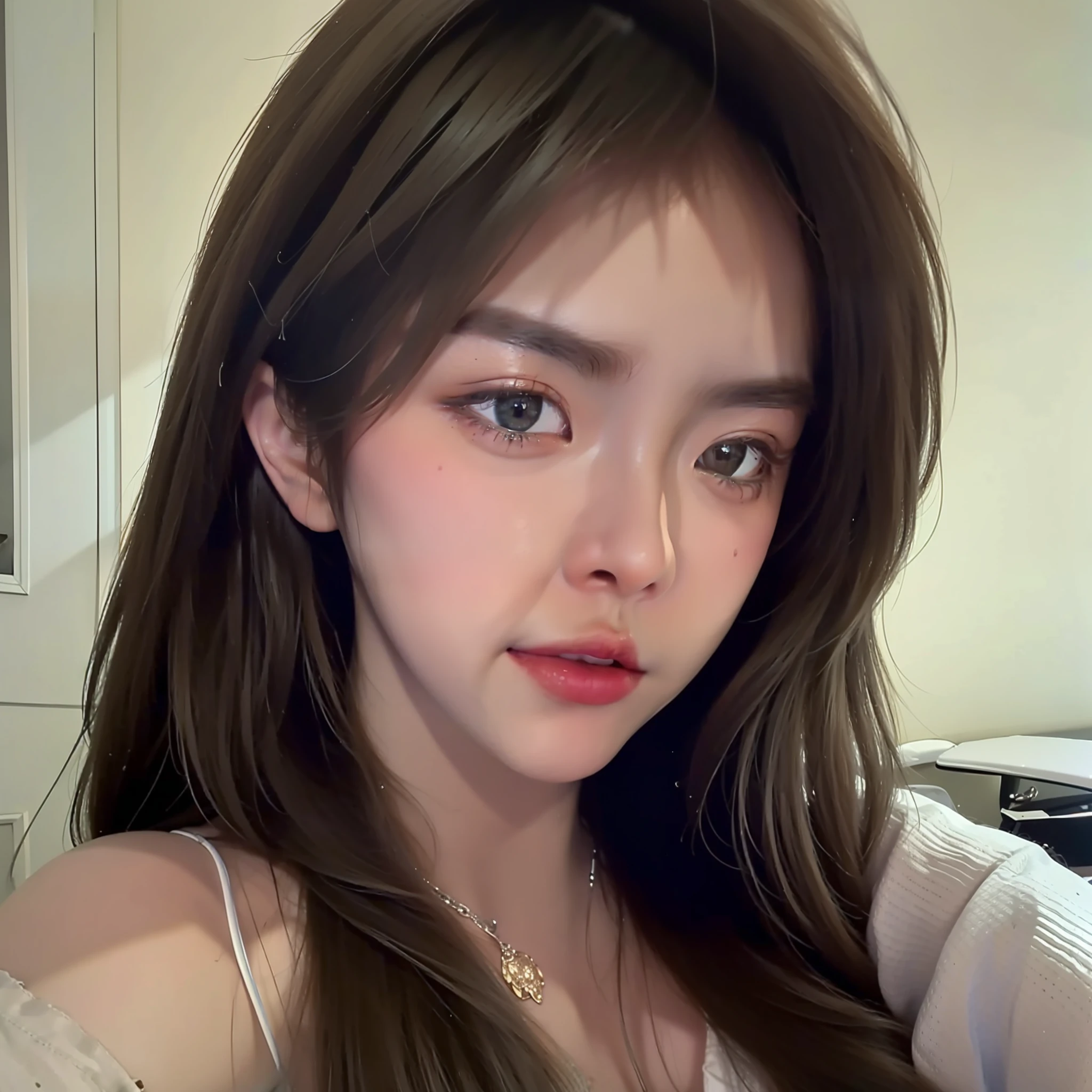 8K, Best Quality, Masterpiece, Ultra High Resolution, (Realism: 1.4), Original Photo, (Realistic Skin Texture: 1.3), (Film Grain: 1.3), (Selfie Angle)