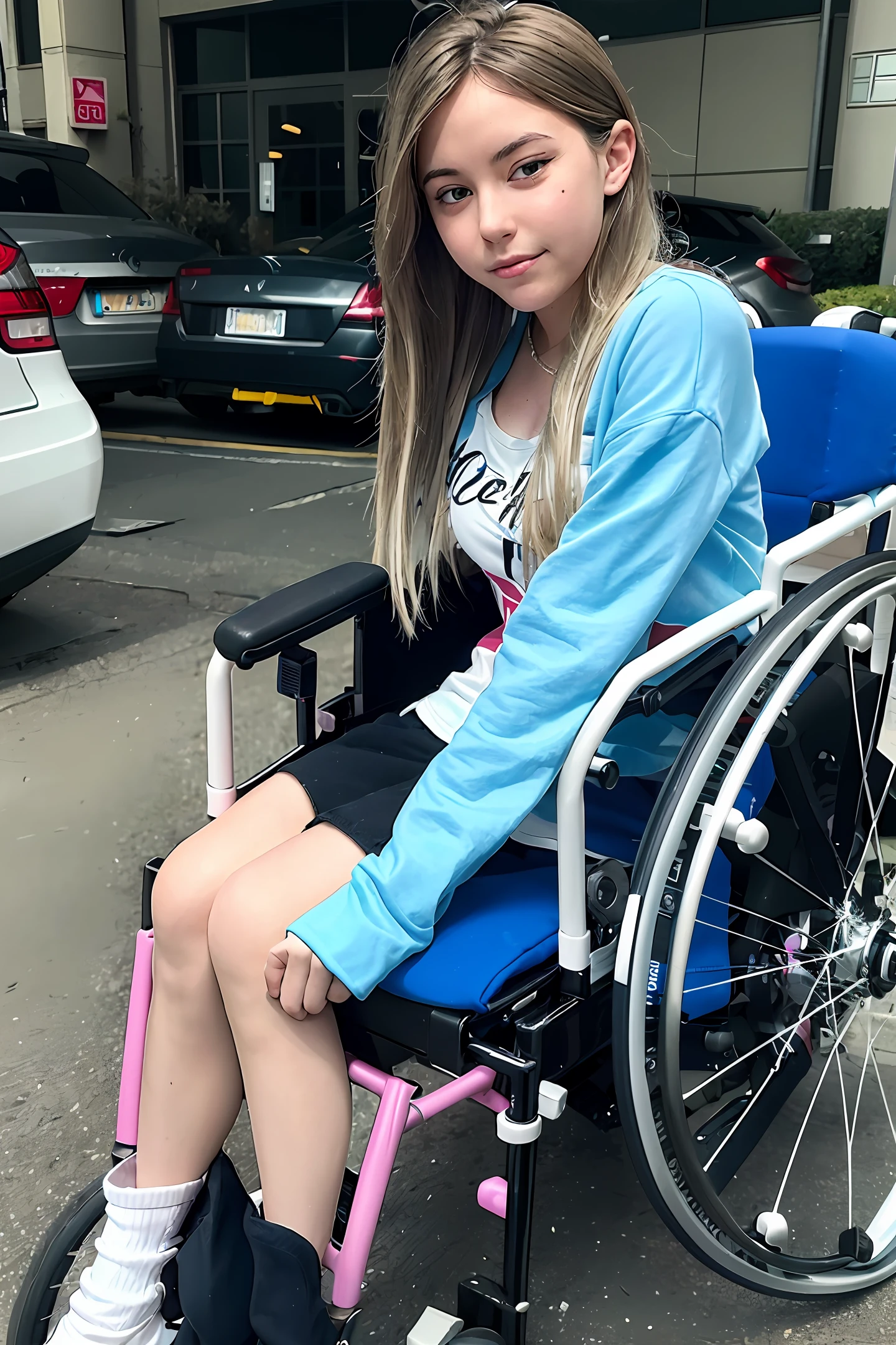 Two-dimensional wheelchair paralyzed age girl
