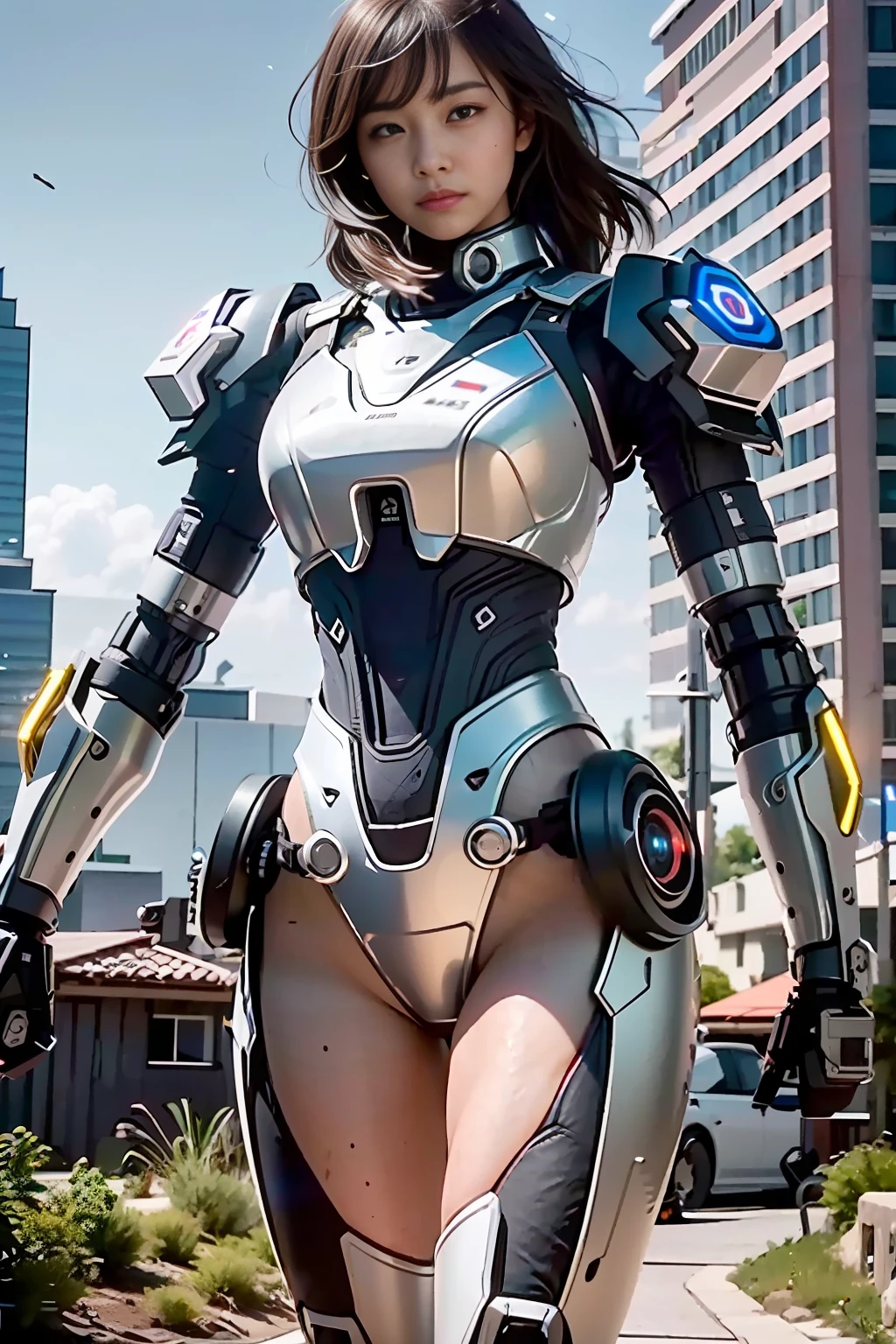 Ultra Realistic, 8K, Ultra High Resolution, (Realistic: 1.6), Realistic, Ultra-Realistic 8K, Extremely Detailed CG Unity 8k wallpapers, RAW Photos, ((Best Quality)), ((Masterpiece)), (Very Detailed: 1.3), 3D, (Bikini Mech: 1.3), Beautiful Cyberpunk Woman with Her Mecha in the City Ruins of Forgotten Wars, Ancient Technology, HDR (High Dynamic Range), Ray Tracing, NVIDIA RTX, Super Resolution, Unreal 5, Subsurface Scattering, PBR Texture, Post Processing, Anisotropic Filtering, Depth of Field, Maximum Sharpness and Acutance, Multilayer Texture, Albedo and Highlight Mapping, Surface Shading, Accurate Simulation of Light-Material Interactions, Perfect Proportions, Octane Rendering, Two-tone Lighting, Low ISO, White Balance, Rule of Thirds, Wide Aperture, 8K RAW, High Efficiency Subpixels, Subpixel Convolution, Luminescent Particles, Light Scattering, Tyndall Effect