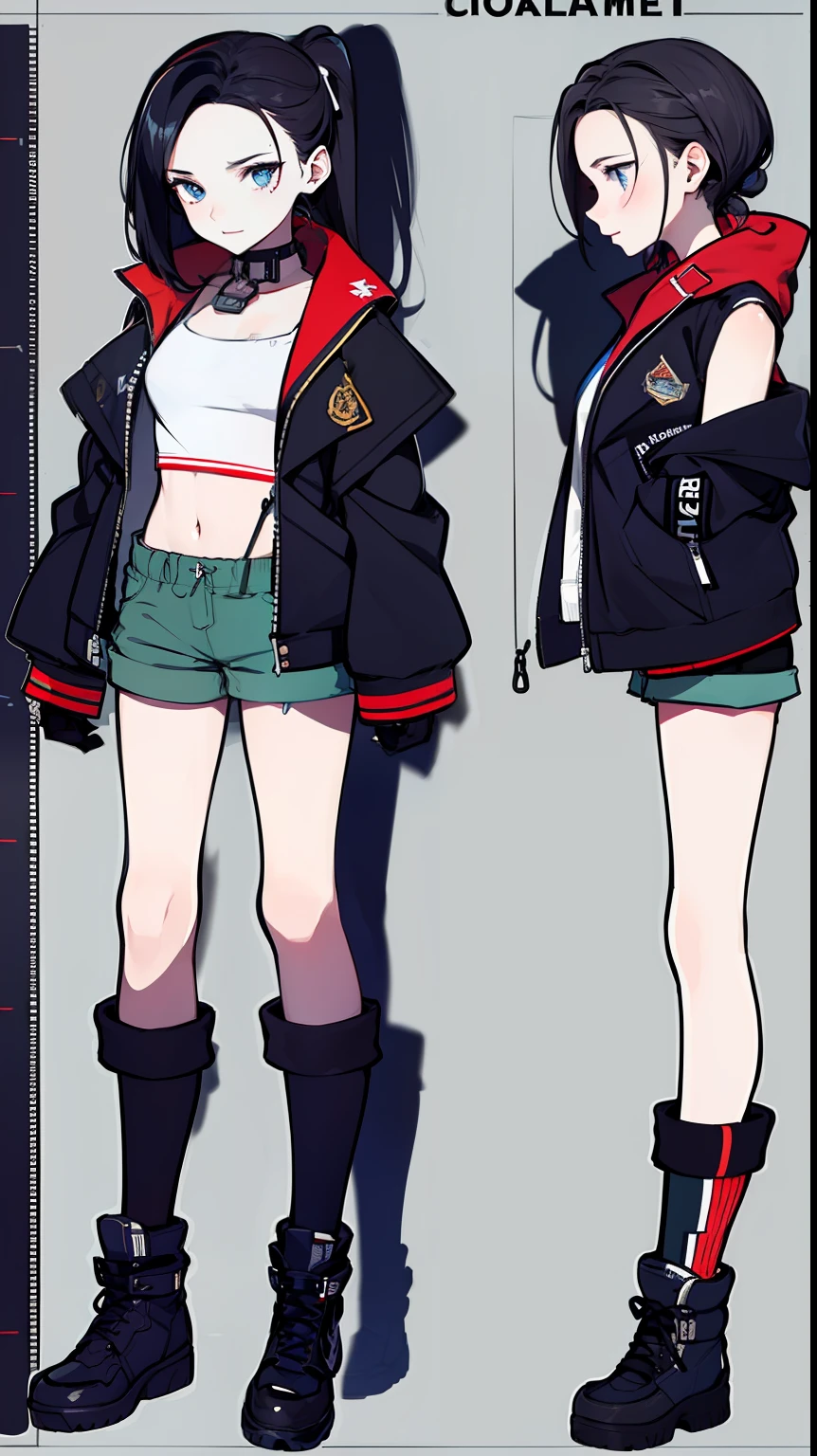 (setting diagram:1.1), character design drawing, character profile,(expression sheet:1.1), (infographic:1.05),masterpiece, best quality, white hair, laughing,, letterman jacket, Baseball cap,letterman jacket,blue eyes,short shorts,(baggy clothes),baseball bat,