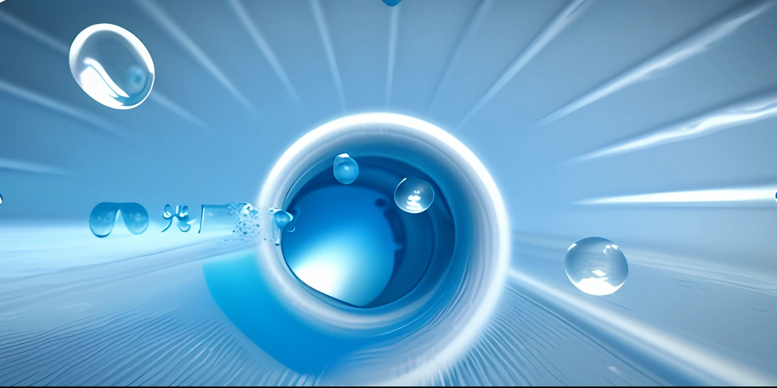 Close-up of inside the pipe with blue and white swirl with bubbles, Wang Chen, water blister, water particles in front, liquid simulation background, anime opening, water particle wave, ruggi, Zhongyuanjie, Chiba Yuda, water particles, liquid simulation, 3d fluid simulation rendering