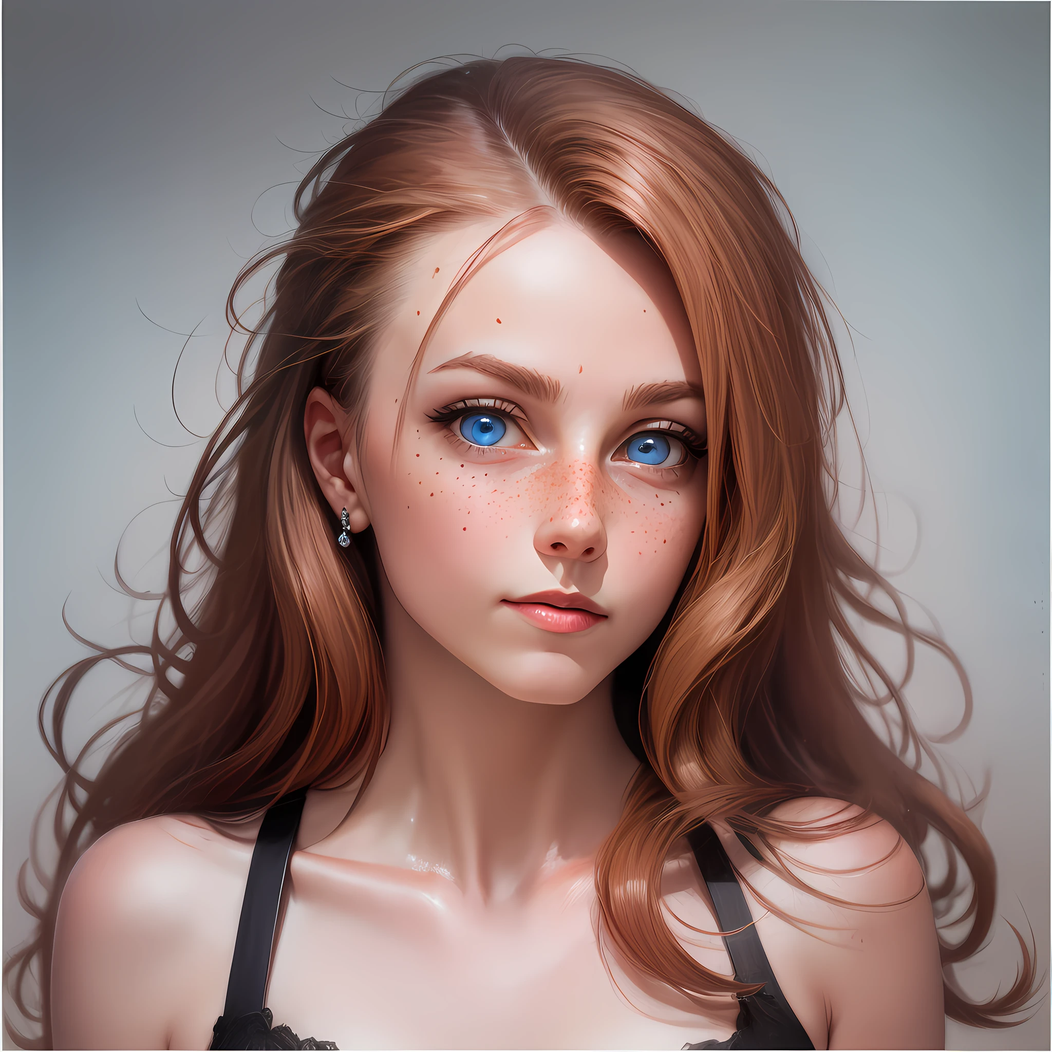 portrait,beautiful face,masterpiece,redhead,cute freckles,fantasia,aquarela,looking at the viewer,minimalista,lábios suaves,busto,altamente detalhado,beautiful blue eyes,long hair,head jewel,