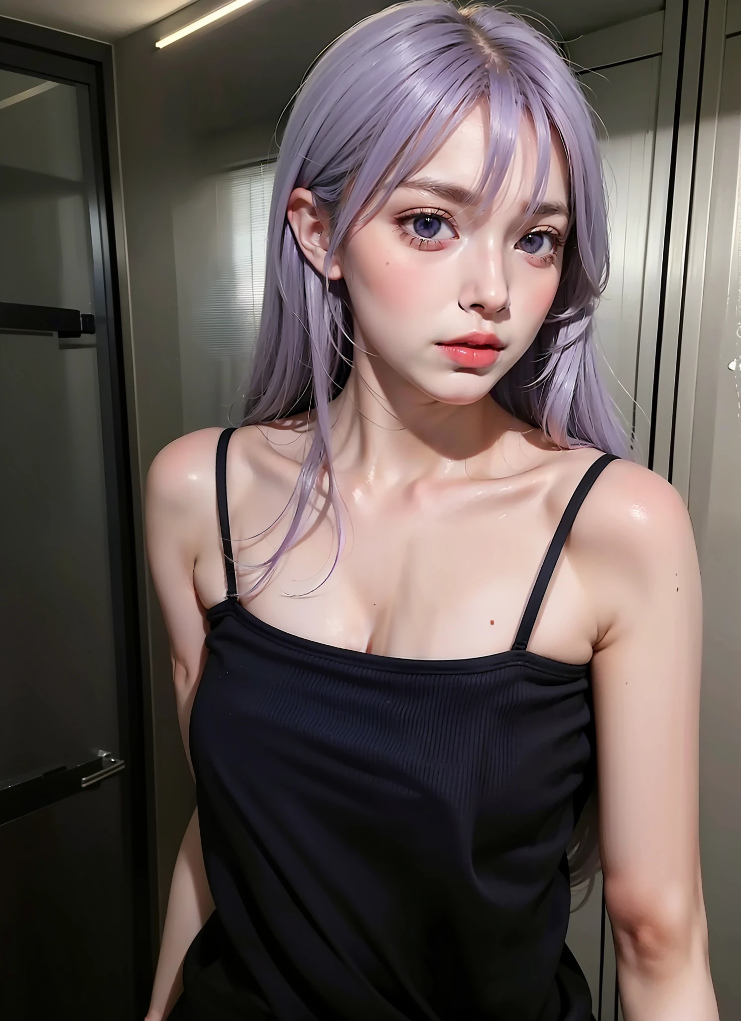 Long white hair, purple eyes, nsfw