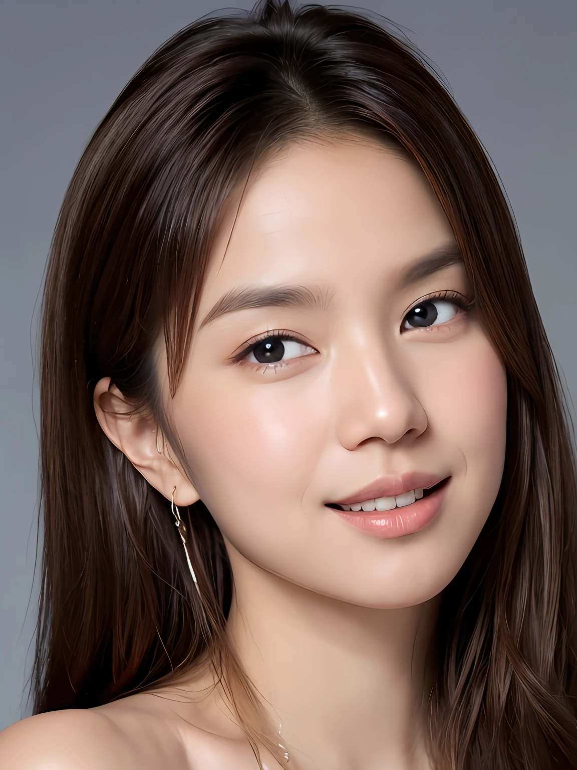 masterpiece, best picture quality, high quality, beautiful girl, Japanese, Japanese school girl, popular Korean makeup, detailed, swollen eyes, detailed eyes, detailed skin, beautiful skin, ultra high resolution, (reality: 1.4), very beautiful, slightly younger face, beautiful skin, slender, (ultra realistic), (illustration), (high resolution), (8K), (highly detailed), (best illustration), (beautifully detailed eyes), (super detailed), (wallpaper), (detailed face), looking at viewer, fine details, detailed face, pureerosfaceace_v1, smiling, looking straight ahead, looking straight ahead, angle from waist up, realistic photo, bright lighting, professional lighting, with hair highlights, long hair, dark abandoned, big red moon, gorgeous red and black dress, mature woman,キスショット・アセロラオリオン・ハートアンダーブレード