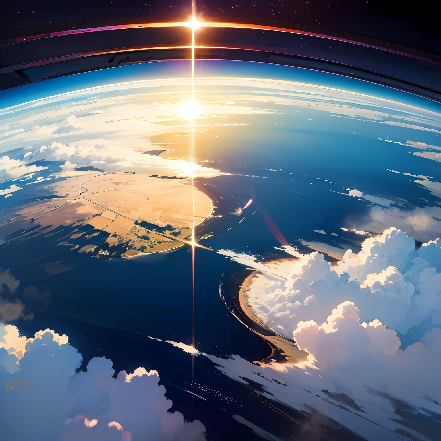 atmosphere, overhead view, earth, sun, blue, light --auto