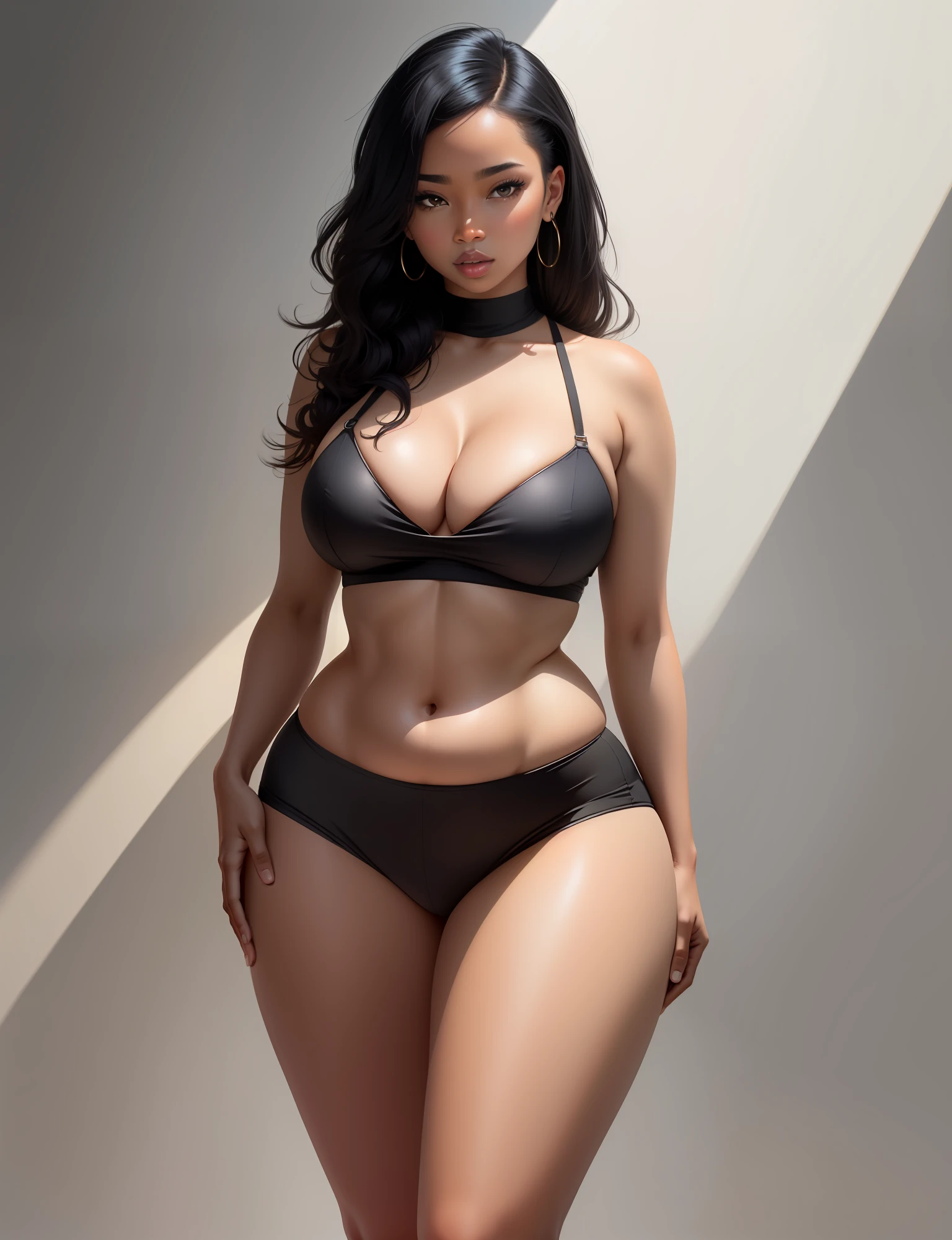 Black woman wide hip thin waist. Slightly overweight