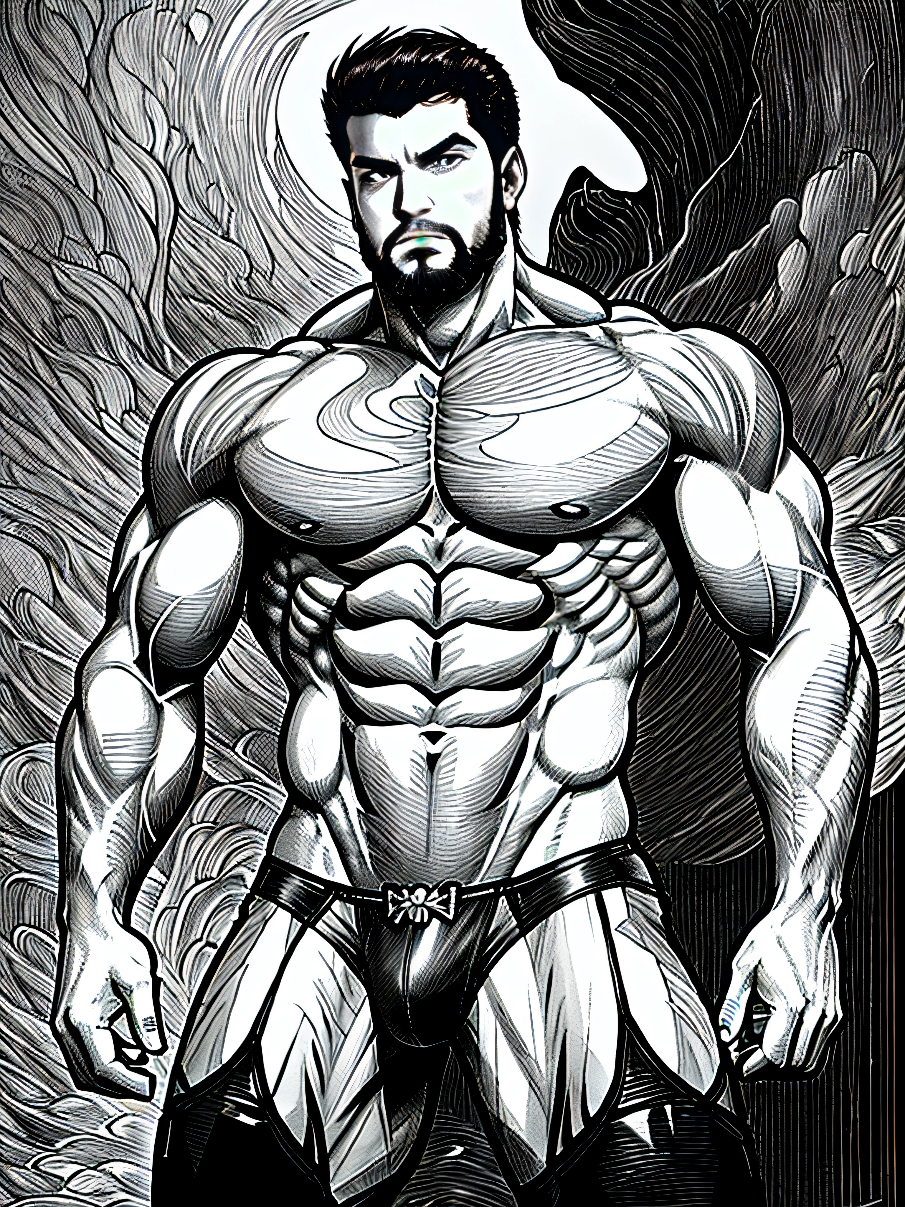 Yuko Yuguchi, 1.4), Yuko Higuchi, (by Yoh: 1.2), (Masterpiece, Best Quality, Official Art, Beauty & Aesthetics: 1.2), (Super Detail), (No Underwear: 1.2)) ((Short hair, short beard stubble: 1.1)) ((Short hair, brush cut, 32 years old muscle man: 1.1)) fine detail, best illustration, hand-drawn high quality, (high contrast), (Clean Lines: 1.3), (Art), Line Drawing, (Complex Lines), Clear Lines, Fractal Art, Brush Strokes, Ukiyo-e Style, (Full Body Portrait, Tulle Tong, Extreme Close-Up: 1.1), (Muscle Men, White Clear Tong: 1.1) 1.1) (he is surrounded by dead trees: 1.1), perfect features of a supermodel, full body show (short hair, beard stubble), thong boy, wrap-around composition, perfect chest and abs, mysterious night, extremely provocative and sexy (add details), (detailed background: 1.2), (core,), high resolution, extreme details ((super art, only white tulle thong wearing, looming internal structure: 1.2))
