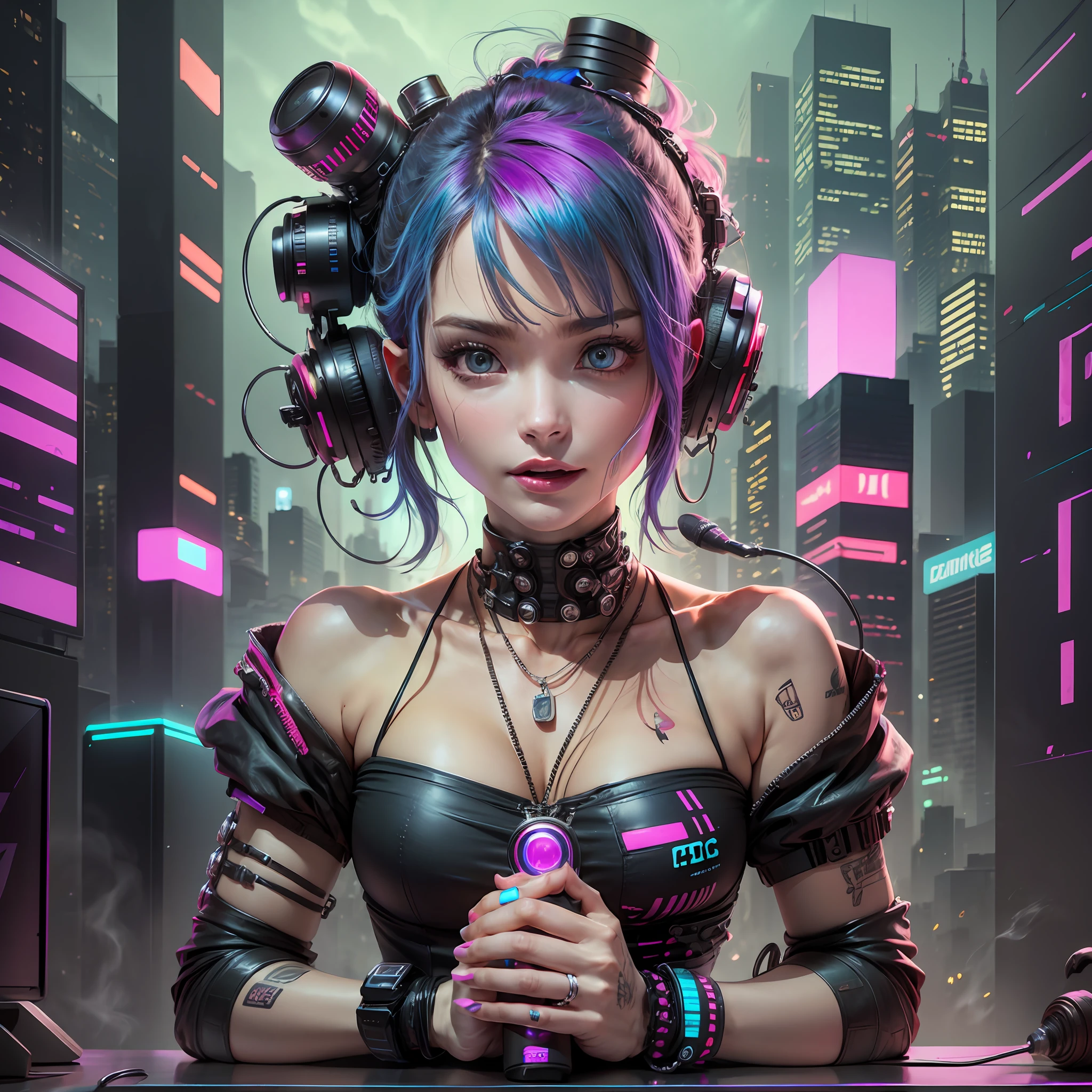 microphone complete cyberpunk, details intrincate, 16 k --auto --s2