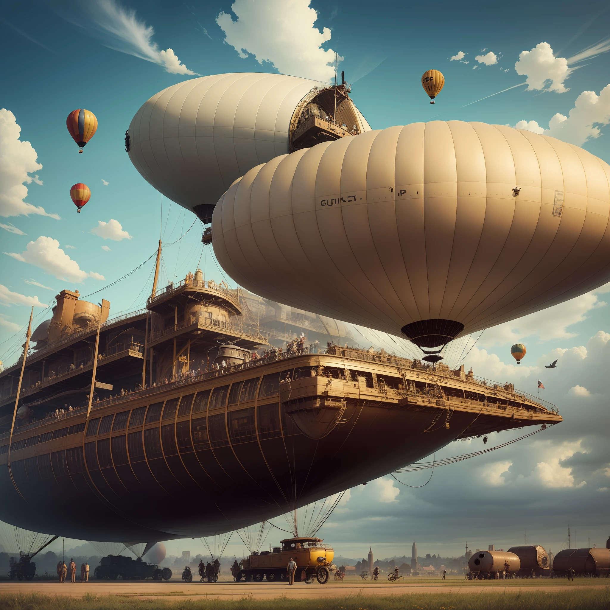 Steampunk, Zeppelin Airship, Zeppelin Pirate Airship, Zeppelin Military Airship, Balloon