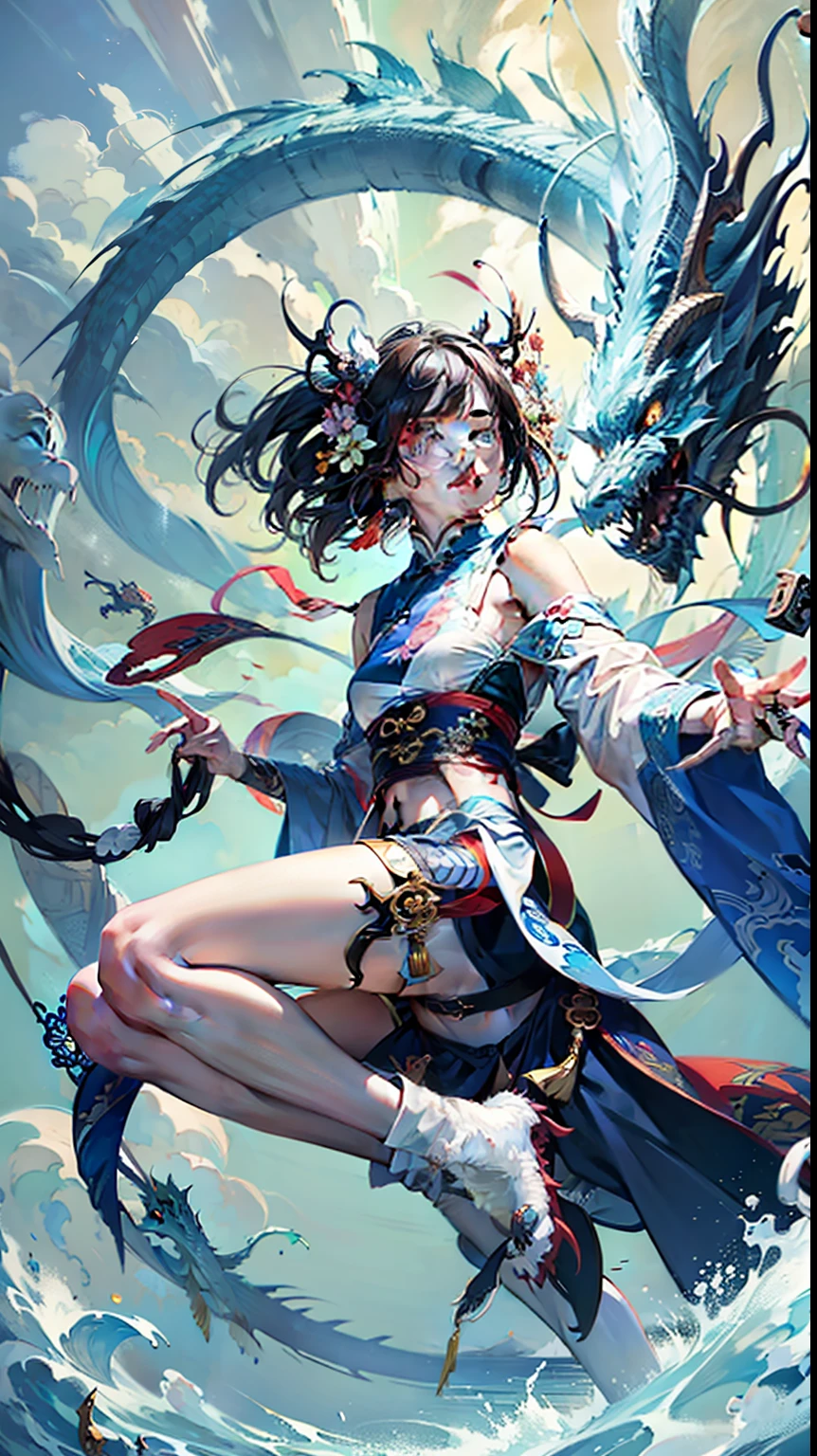 masterpiece, best quality, 1Girl sitting on chinese dragon,cloudy sky,
AND 1girl, Girl sitting on chinese dragonAND 1dragon,Girl sitting on chinese dragon,dragon hood,