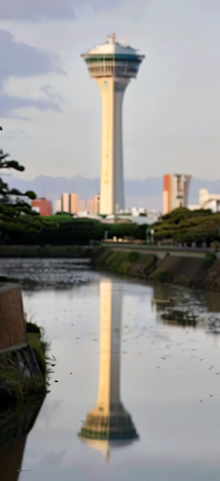 arafed view of a water tower with a reflection in the water, japan tokyo skytree, from the distance, parks and monuments, tokio, けもの, reflection, momoshiki ōtsutsuki, あかさたなは on twitter, taken in the early 2020s, tokyo futuristic and clean