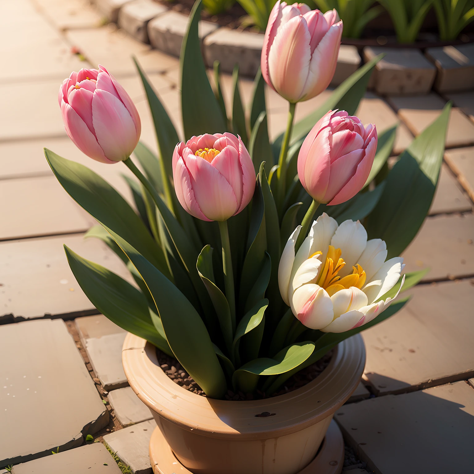 Pink tulip flowers 4 tulip flowers alone No others The generated image format is PNG --auto