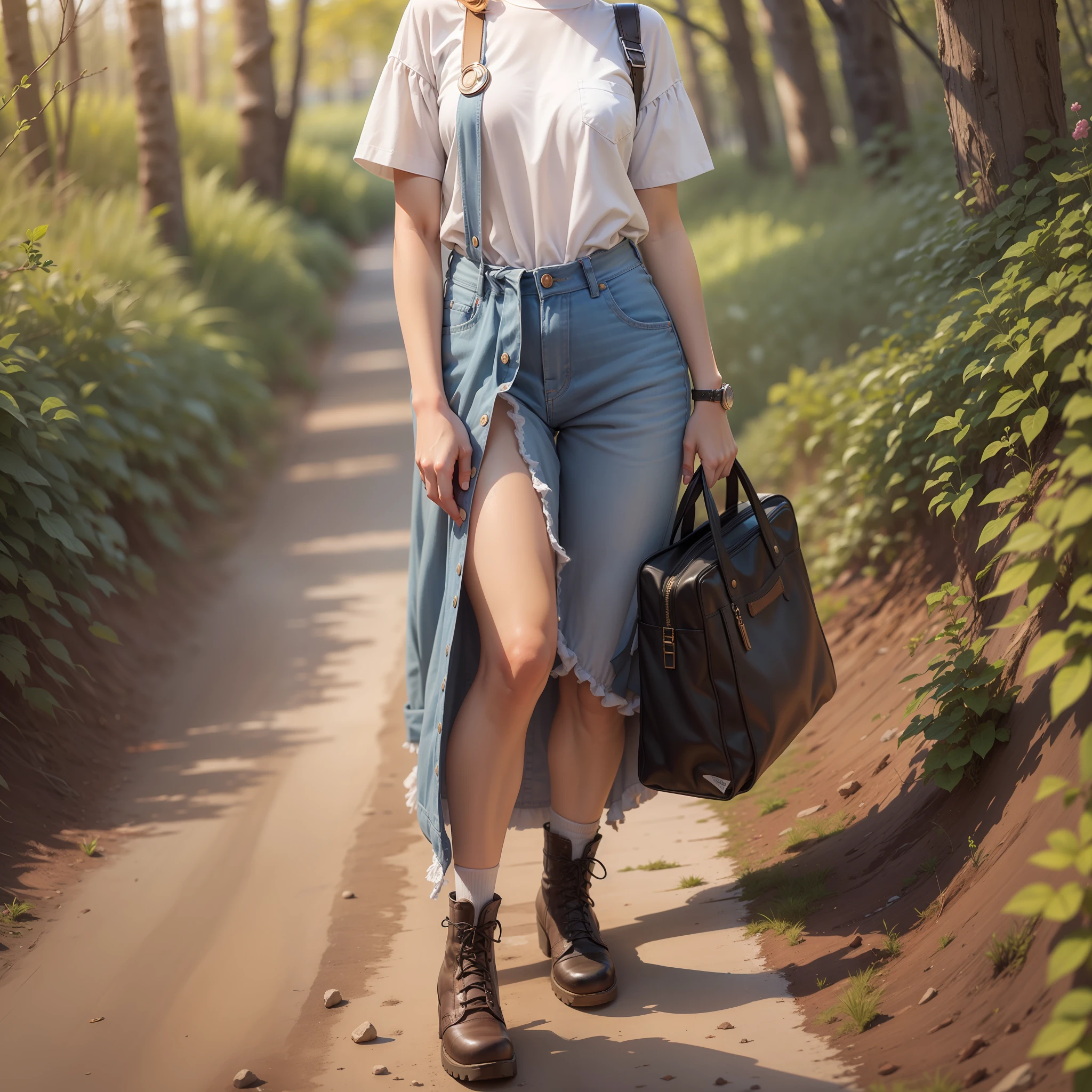 A girl with short hair holding a in her hand.