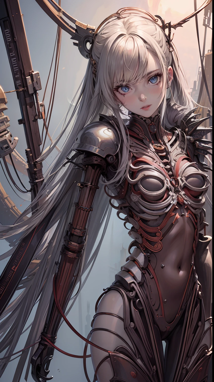 City, a man, skeleton decoration, knife drawn, scattered crystals, long hair fluttering, scar on the bridge of the nose, wide-angle lens, star background, moon on top, {{masterpiece, best quality, ultra-detailed, cinematic light, intricate_detail, high resolution, high resolution illustration, 8K, HDR, dark strong shadows, overexposure, splash of details}}.
