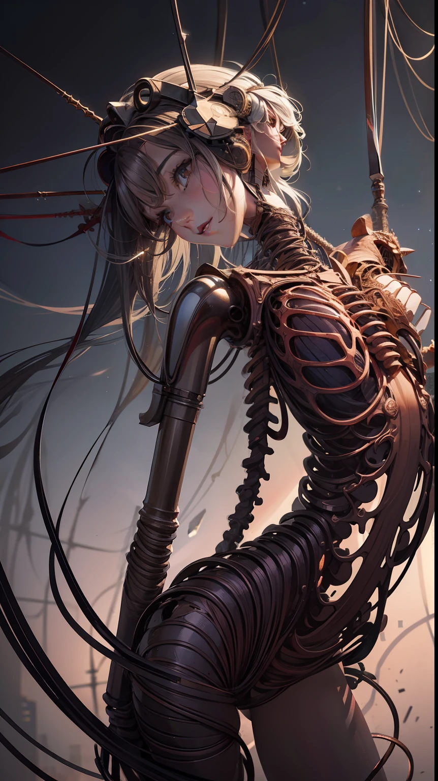 City, a man, skeleton decoration, knife drawn, scattered crystals, long hair fluttering, scar on the bridge of the nose, wide-angle lens, star background, moon on top, {{masterpiece, best quality, ultra-detailed, cinematic light, intricate_detail, high resolution, high resolution illustration, 8K, HDR, dark strong shadows, overexposure, splash of details}}.