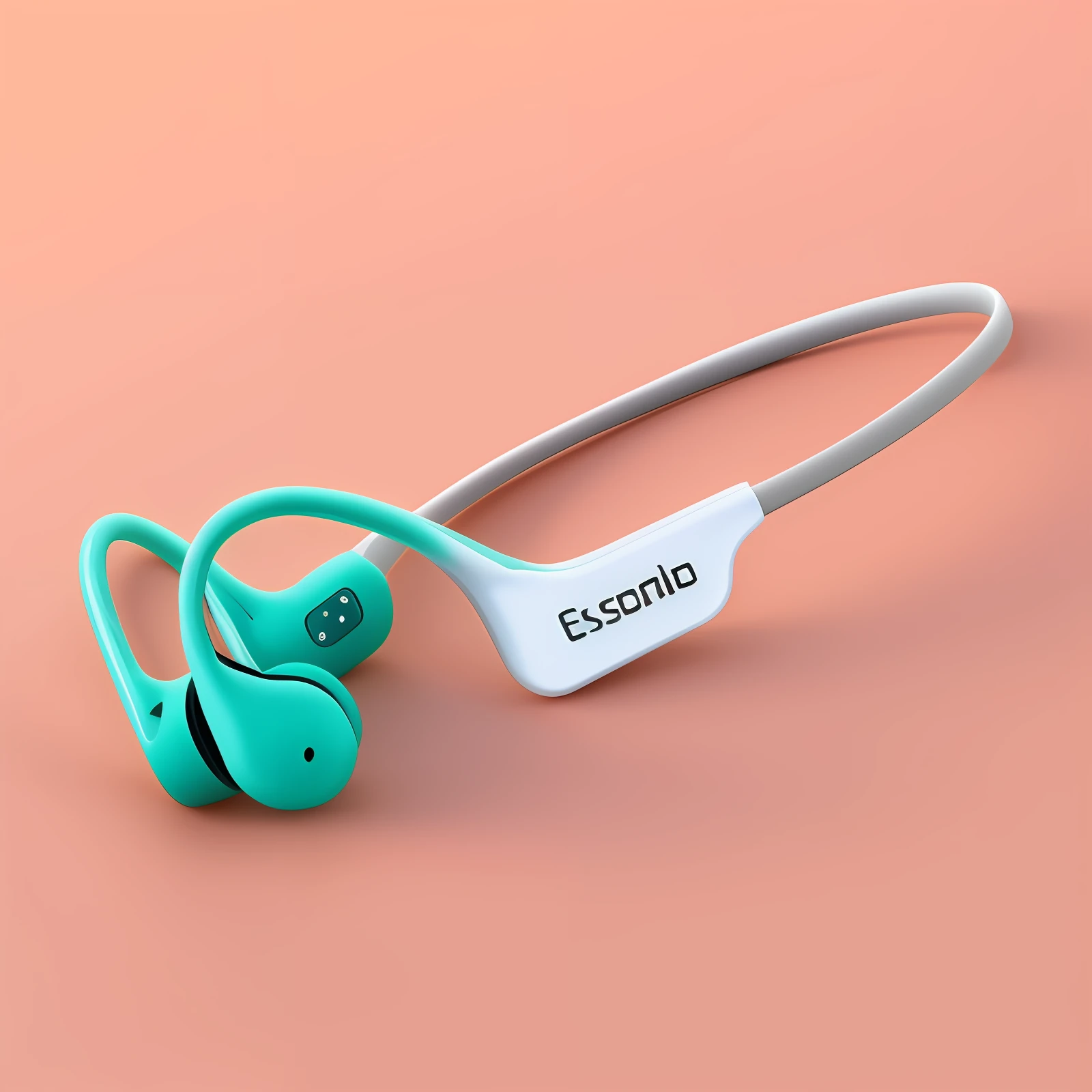 The color of the main body of the earphones consists of coral orange, sea blue green, and silver gray