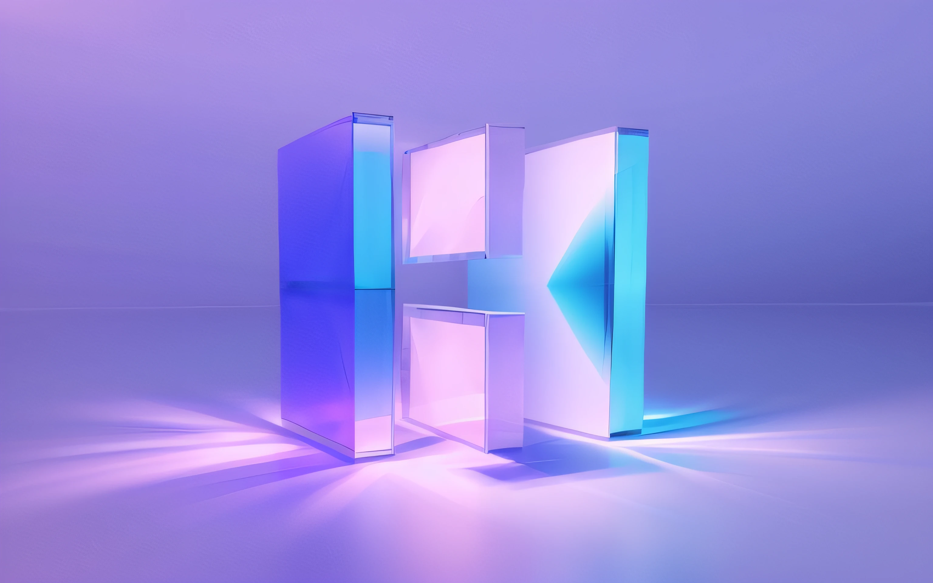 Geometry, 3D, diffuse wind, blue-violet gradient, translucent, refracted light, pure white background